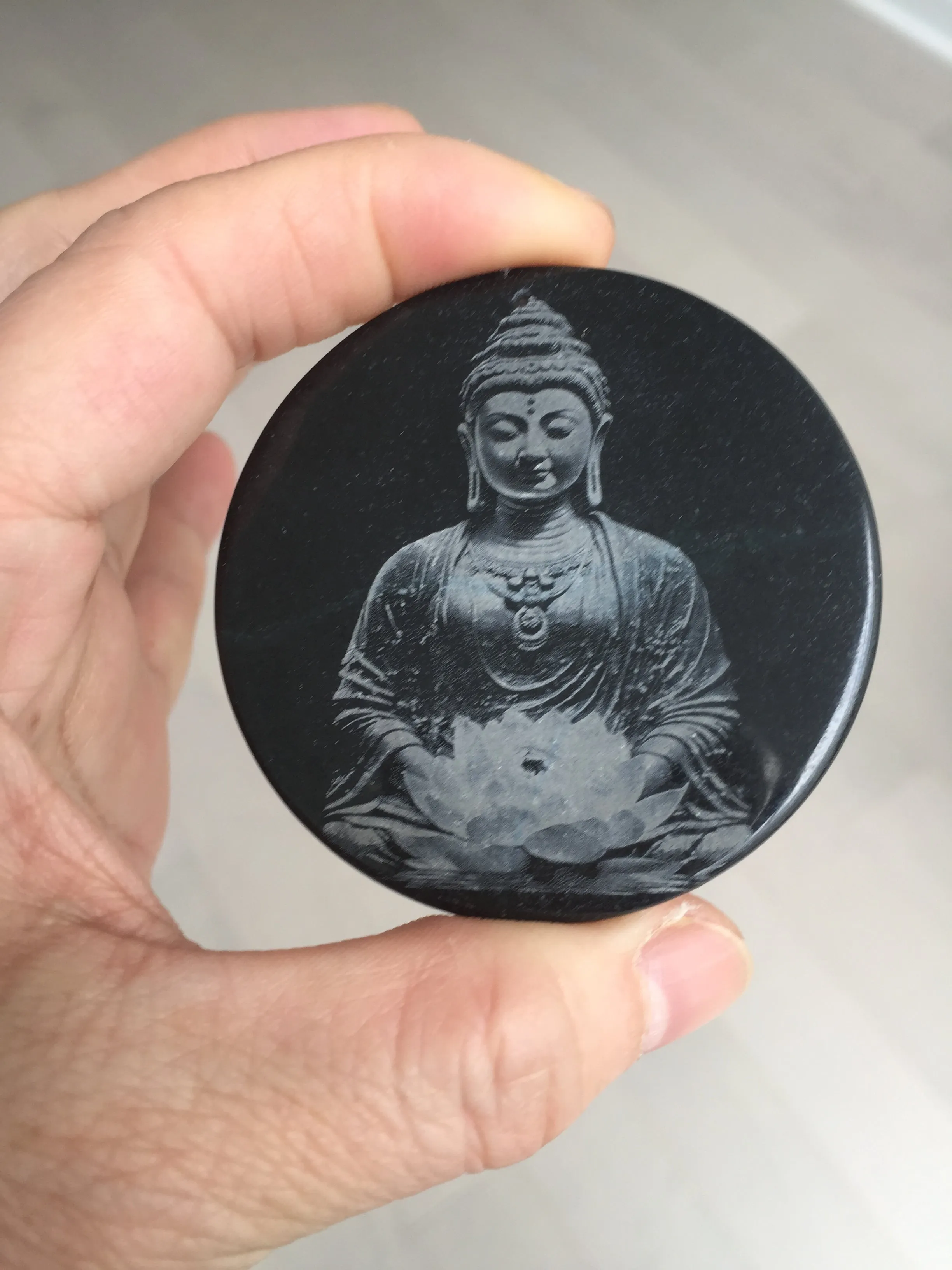 100% natural black jadeite jade(Wuji, 乌鸡)  Guanyin (观音) safe and sound pendant/worry stone/decor BM38