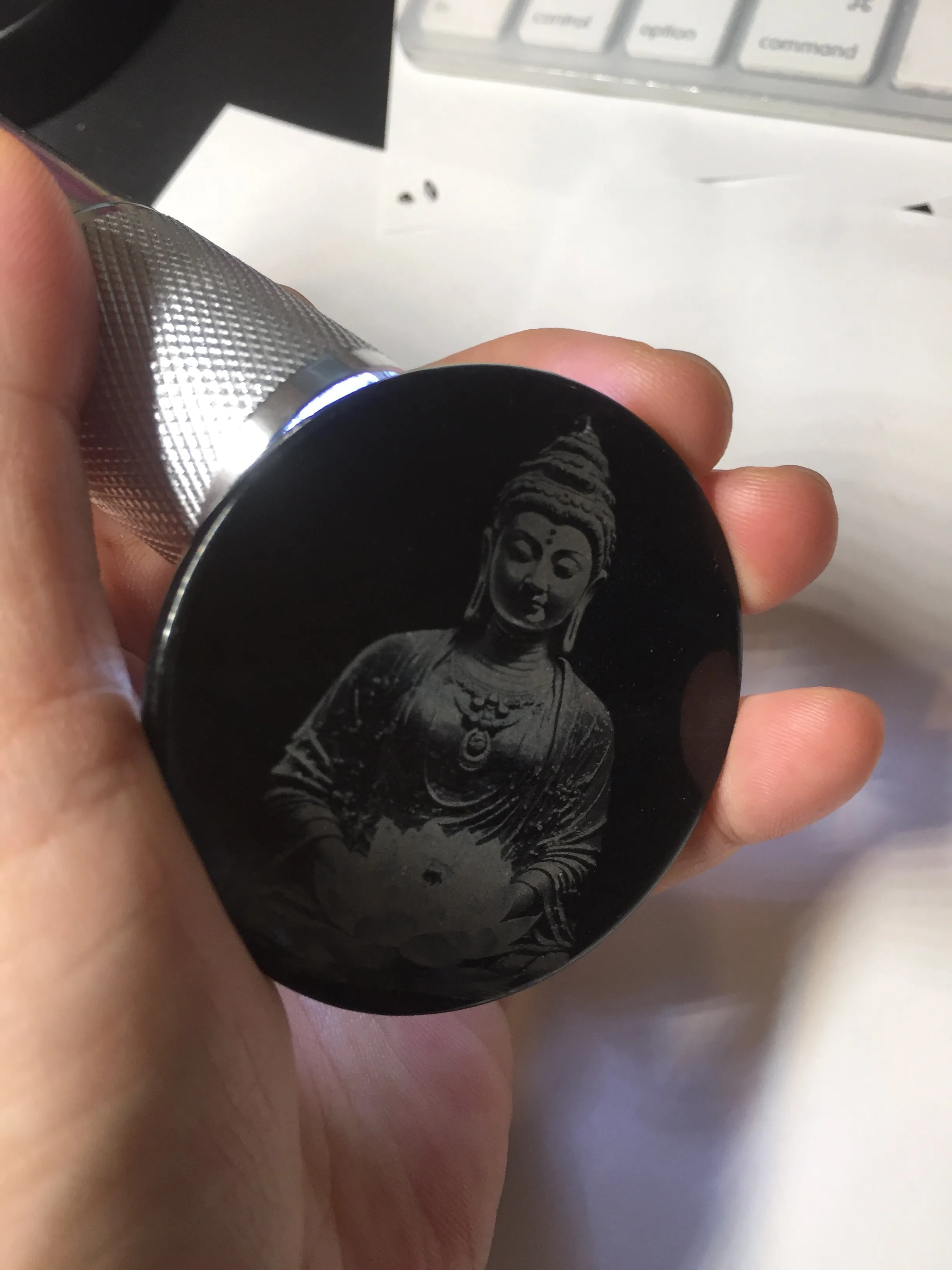 100% natural black jadeite jade(Wuji, 乌鸡)  Guanyin (观音) safe and sound pendant/worry stone/decor BM38