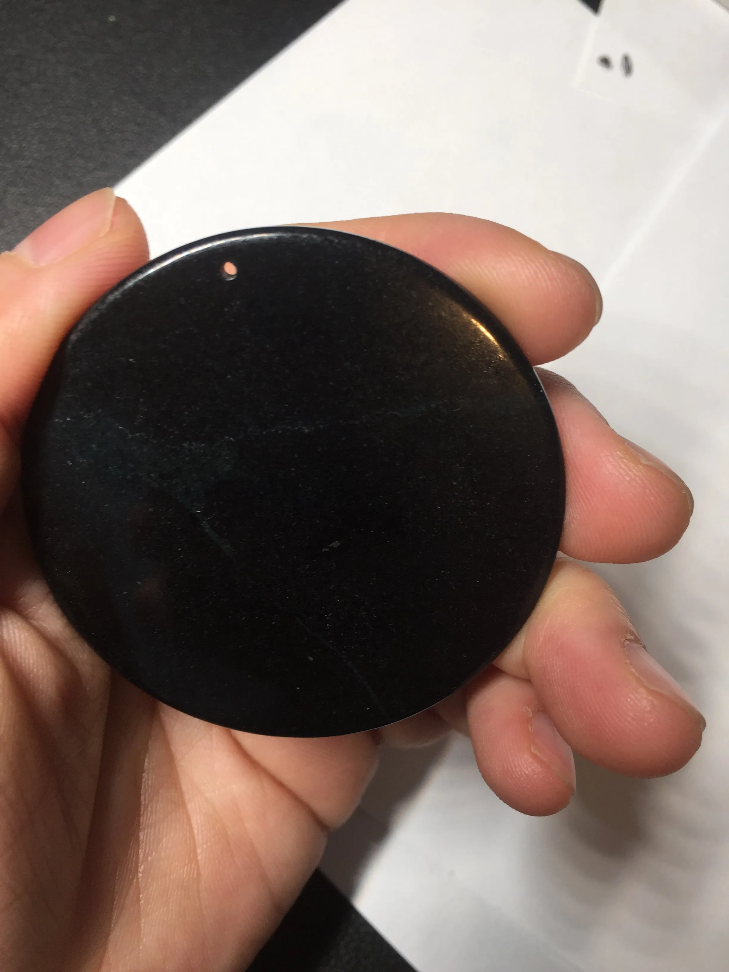 100% natural black jadeite jade(Wuji, 乌鸡)  Guanyin (观音) safe and sound pendant/worry stone/decor BM38