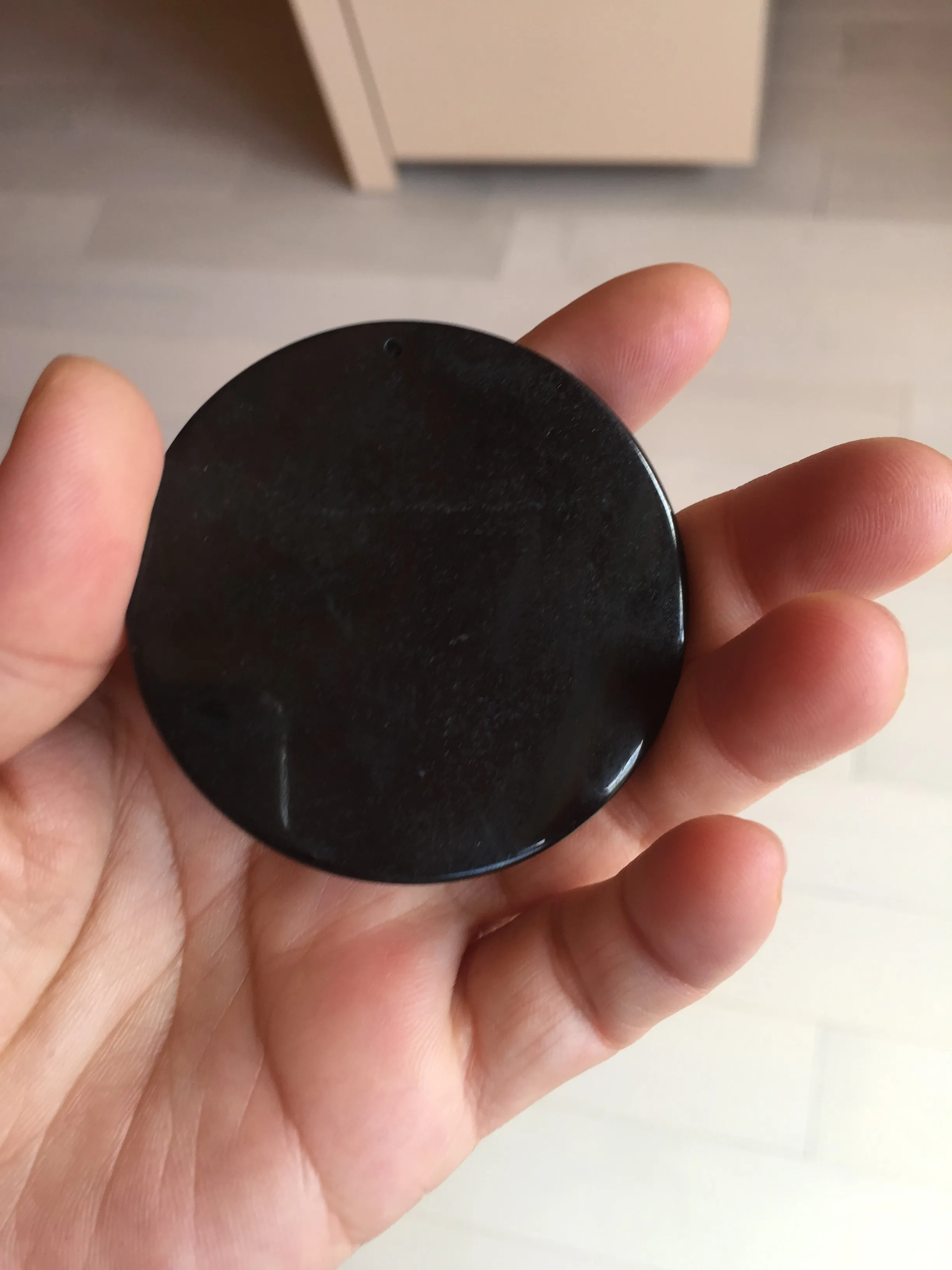 100% natural black jadeite jade(Wuji, 乌鸡)  Guanyin (观音) safe and sound pendant/worry stone/decor BM38