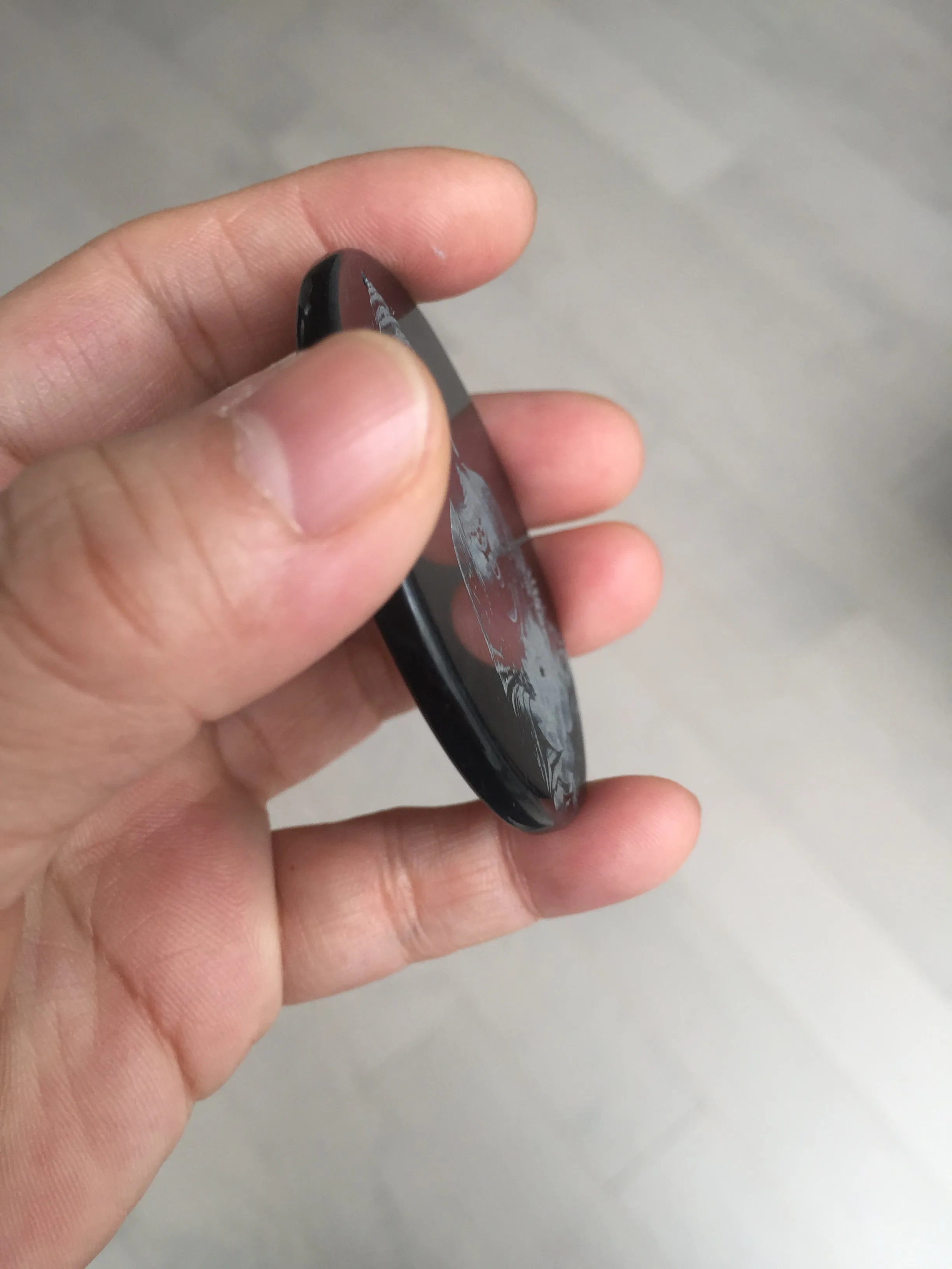 100% natural black jadeite jade(Wuji, 乌鸡)  Guanyin (观音) safe and sound pendant/worry stone/decor BM38