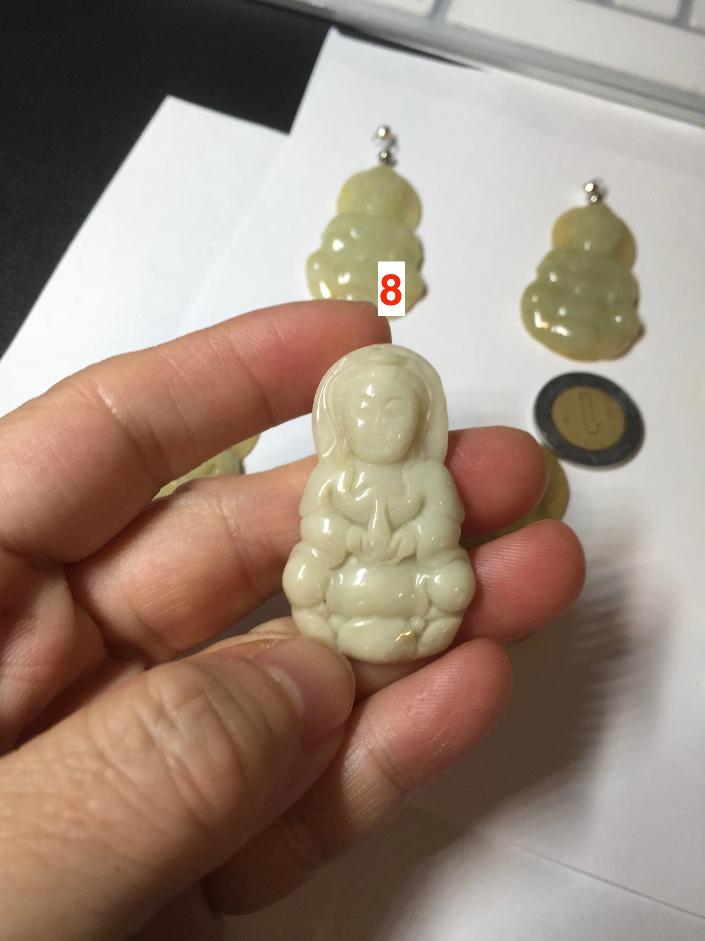 100% natural white grade A yellow/brown/green jadeite jade Guanyin pendants AX160