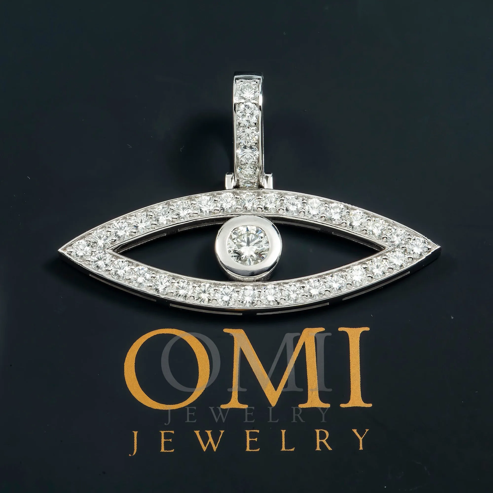 14K GOLD DIAMOND EYE PENDANT 3.95 CT