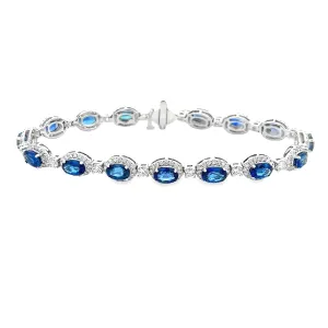 14k White Gold Diamond & Sapphire Bracelet