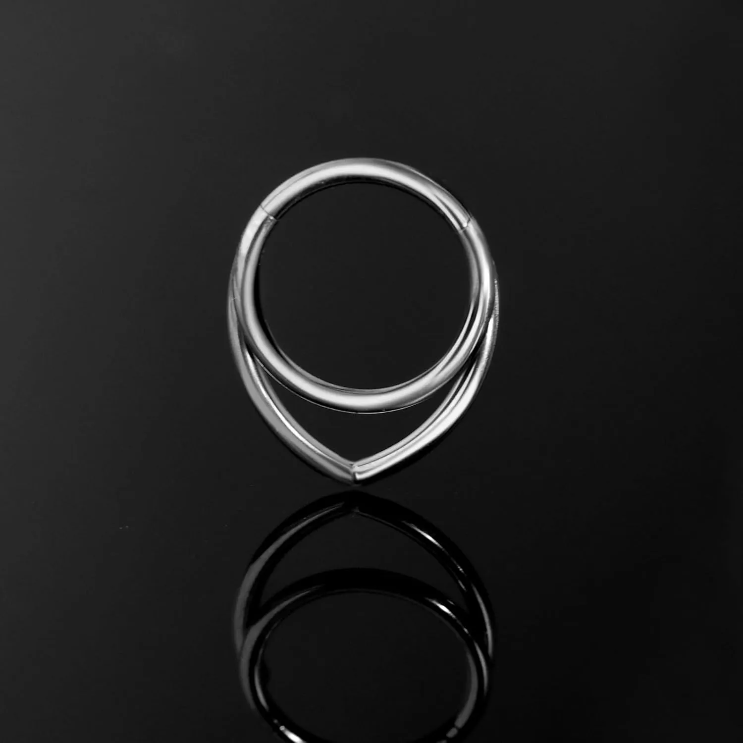 16g Septum Ring Hoops: Surgical Steel Double Ring Nose Rings, Hinged Segment Nose Lips Helix Cartilage Clicker Hoop Earrings Daith Piercing Rings for Women Men 8mm 10mm