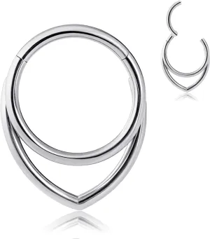 16g Septum Ring Hoops: Surgical Steel Double Ring Nose Rings, Hinged Segment Nose Lips Helix Cartilage Clicker Hoop Earrings Daith Piercing Rings for Women Men 8mm 10mm