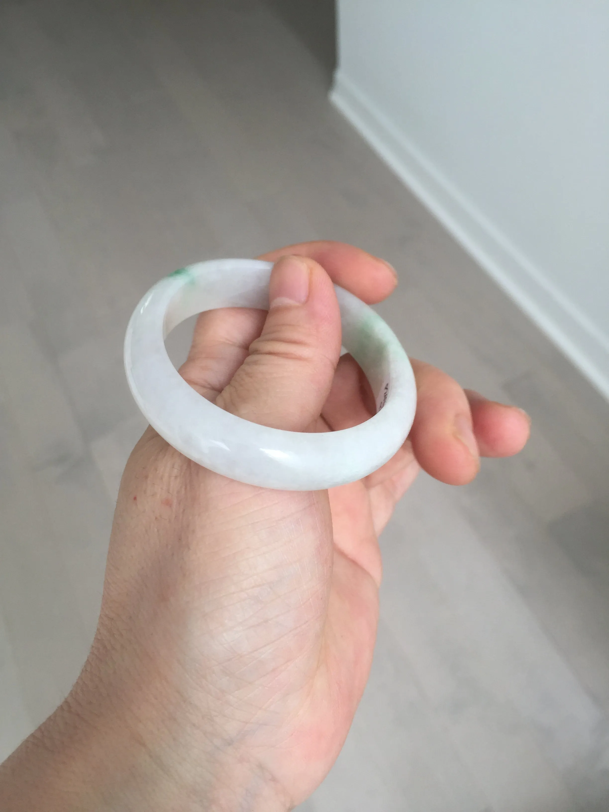 47mm certified 100% natural Type A icy watery sunny green white oval jadeite jade bangle BP47-9362