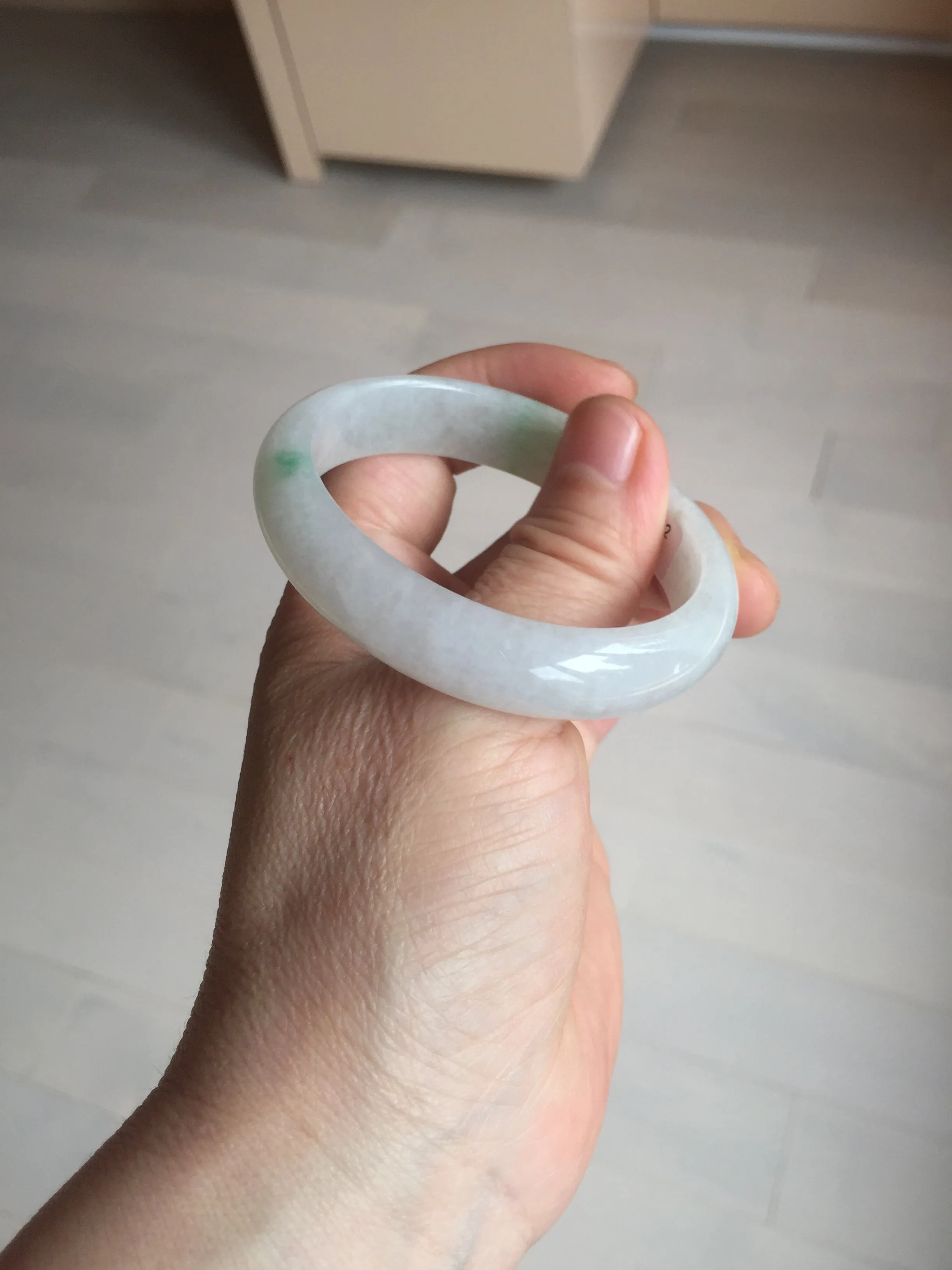 47mm certified 100% natural Type A icy watery sunny green white oval jadeite jade bangle BP47-9362