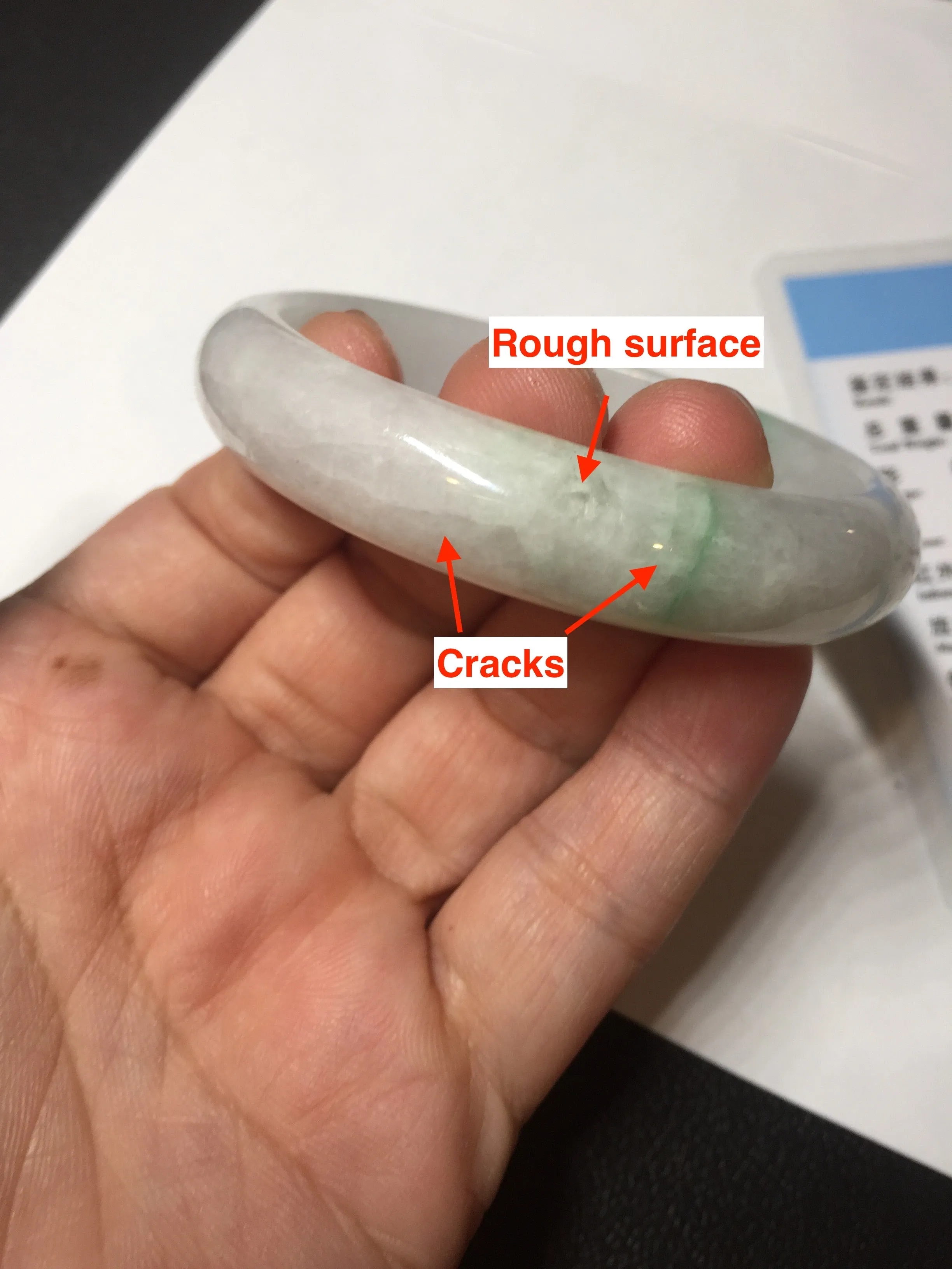 47mm certified 100% natural Type A icy watery sunny green white oval jadeite jade bangle BP47-9362