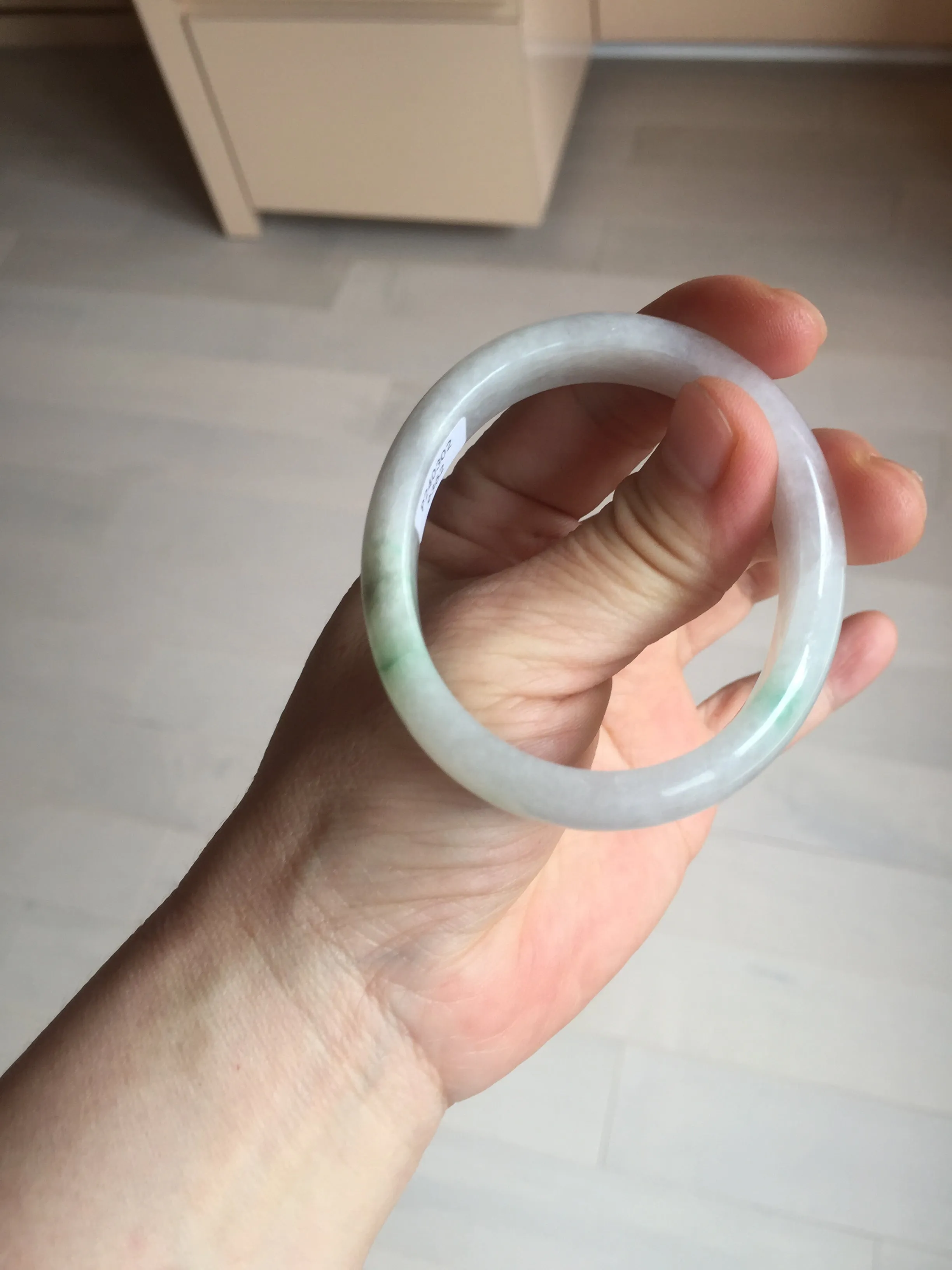 47mm certified 100% natural Type A icy watery sunny green white oval jadeite jade bangle BP47-9362