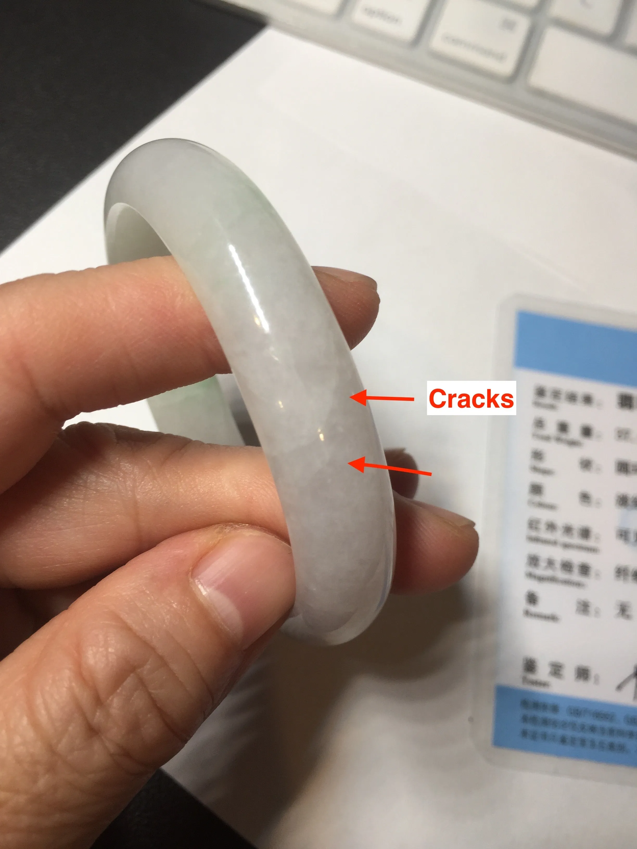47mm certified 100% natural Type A icy watery sunny green white oval jadeite jade bangle BP47-9362