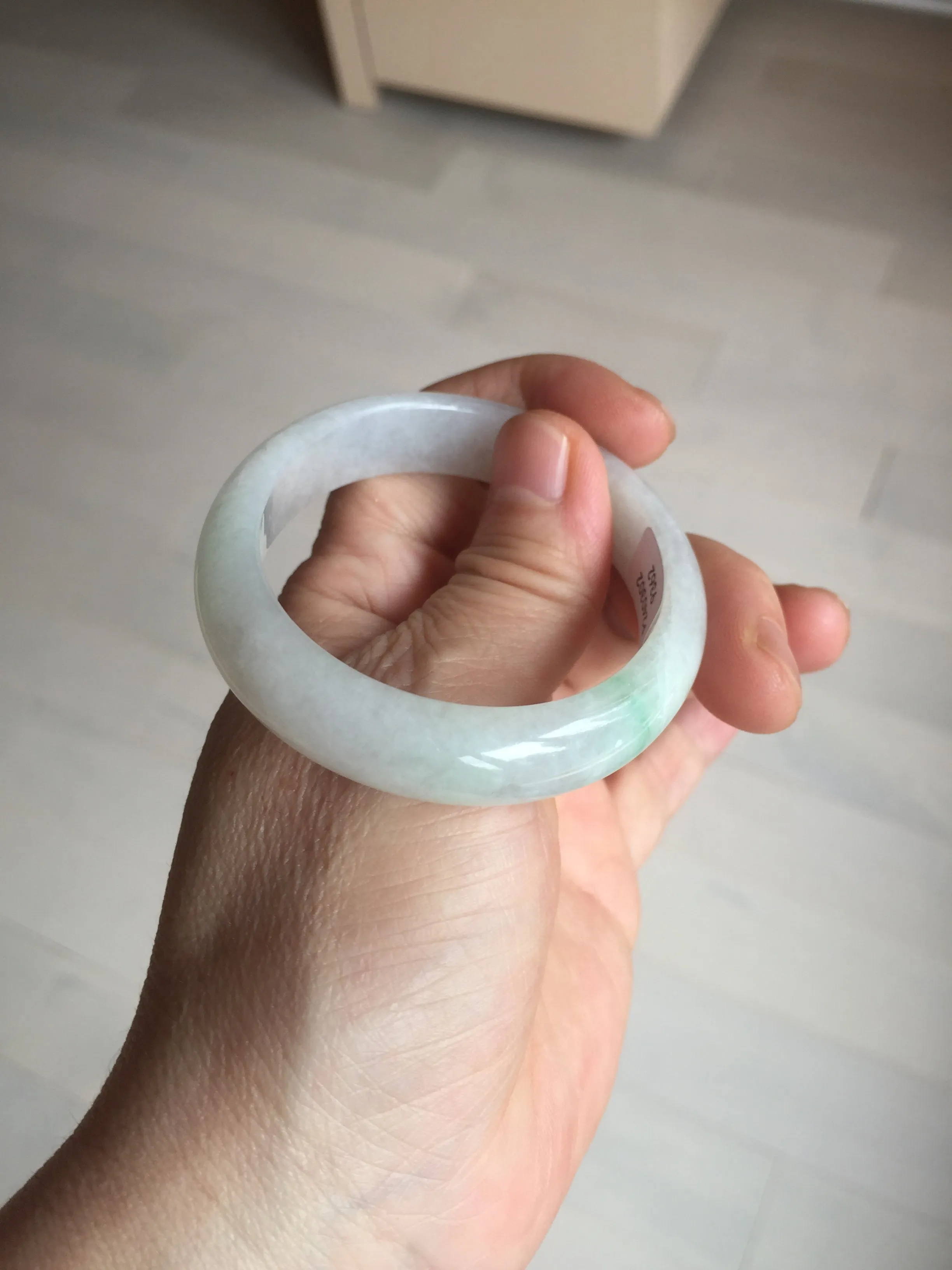 47mm certified 100% natural Type A icy watery sunny green white oval jadeite jade bangle BP47-9362