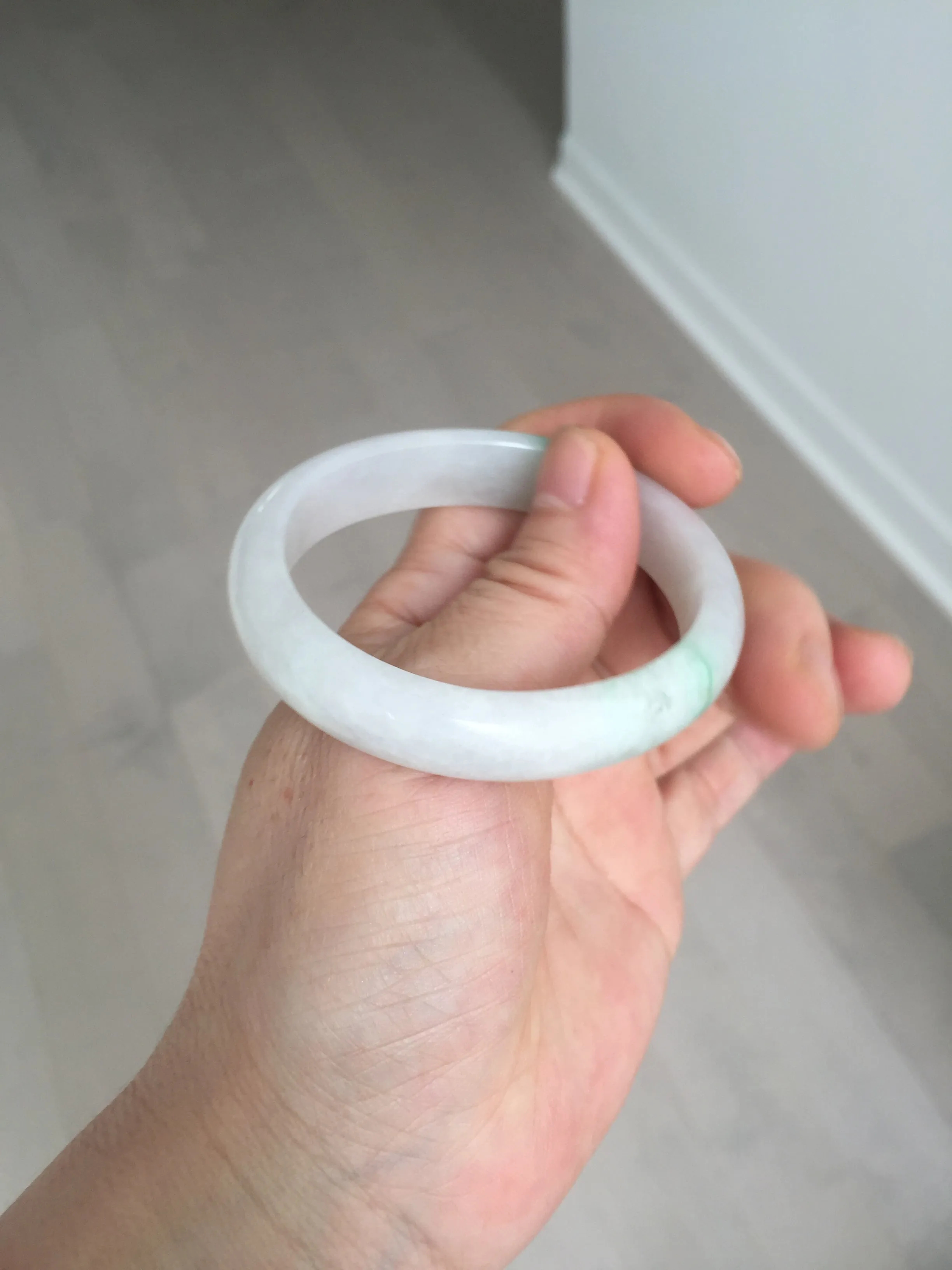 47mm certified 100% natural Type A icy watery sunny green white oval jadeite jade bangle BP47-9362