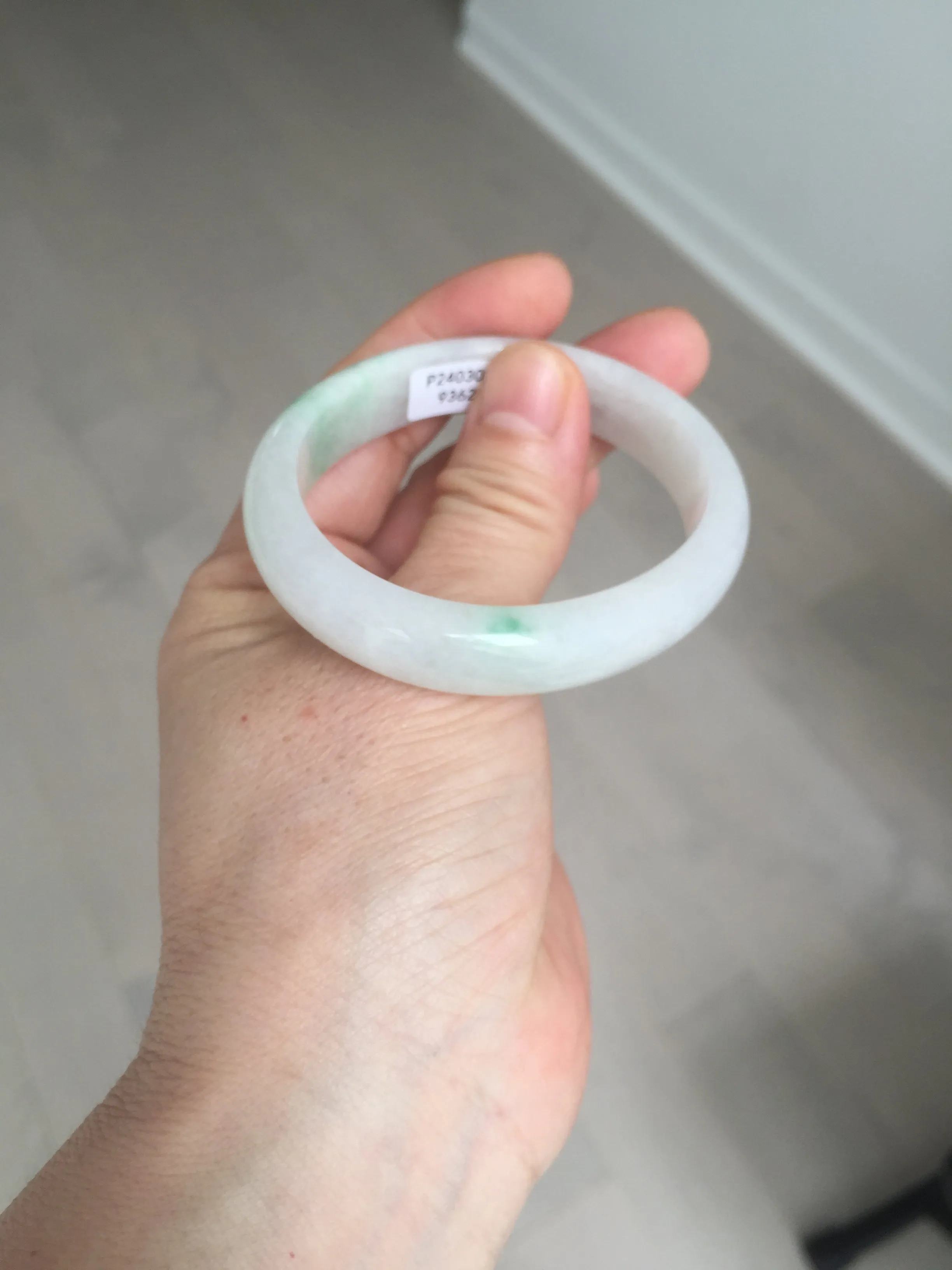 47mm certified 100% natural Type A icy watery sunny green white oval jadeite jade bangle BP47-9362