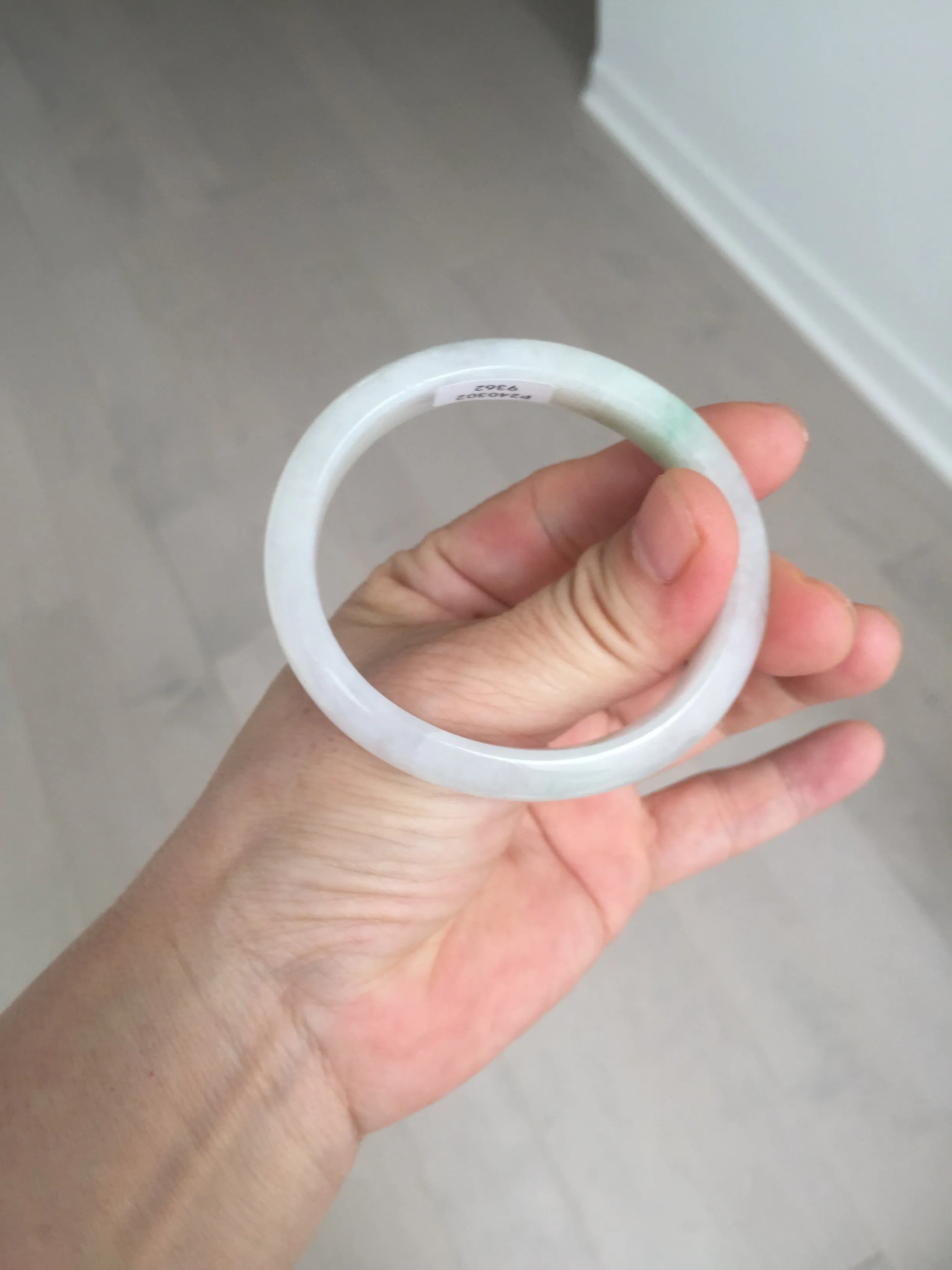 47mm certified 100% natural Type A icy watery sunny green white oval jadeite jade bangle BP47-9362