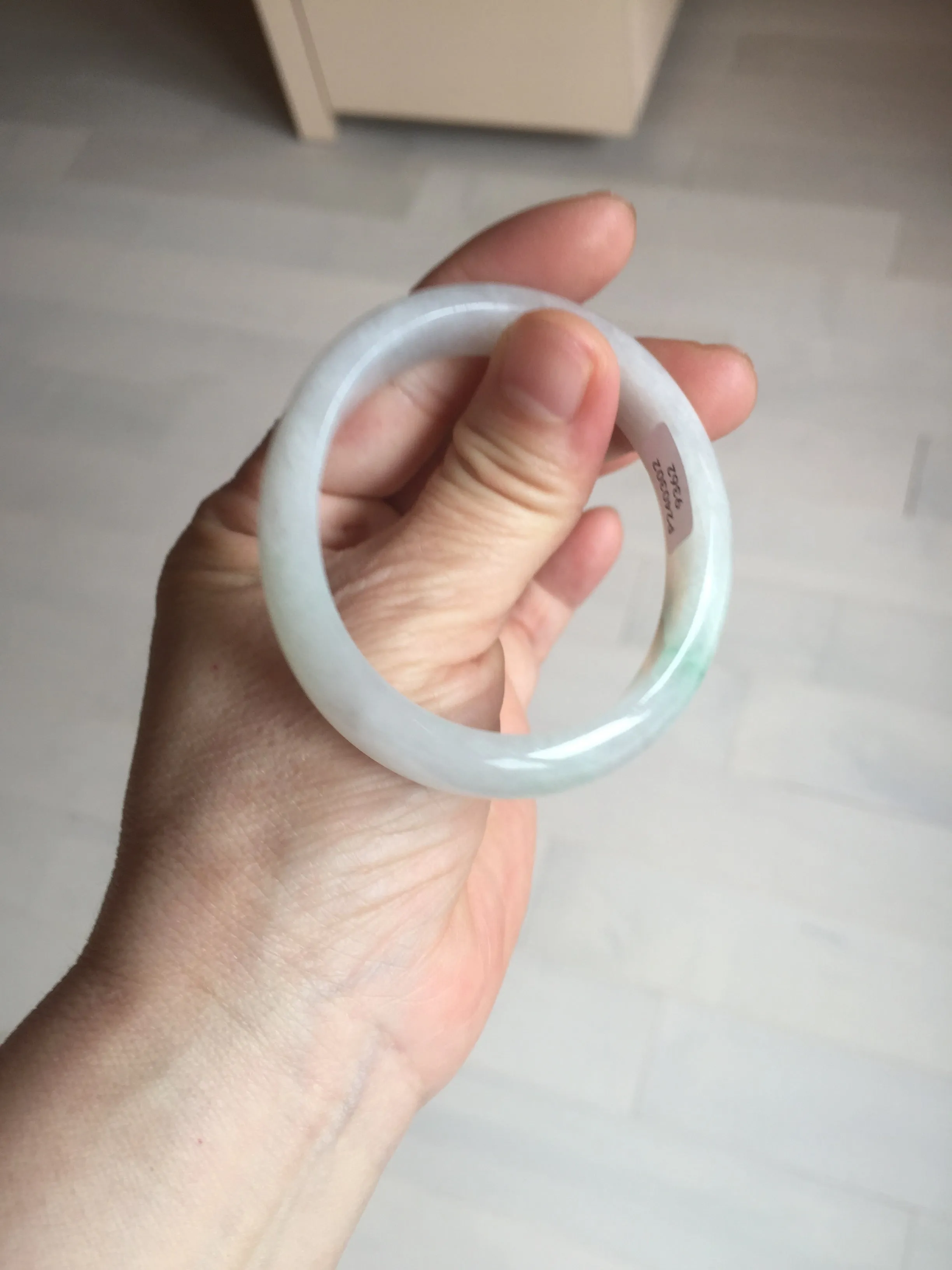 47mm certified 100% natural Type A icy watery sunny green white oval jadeite jade bangle BP47-9362