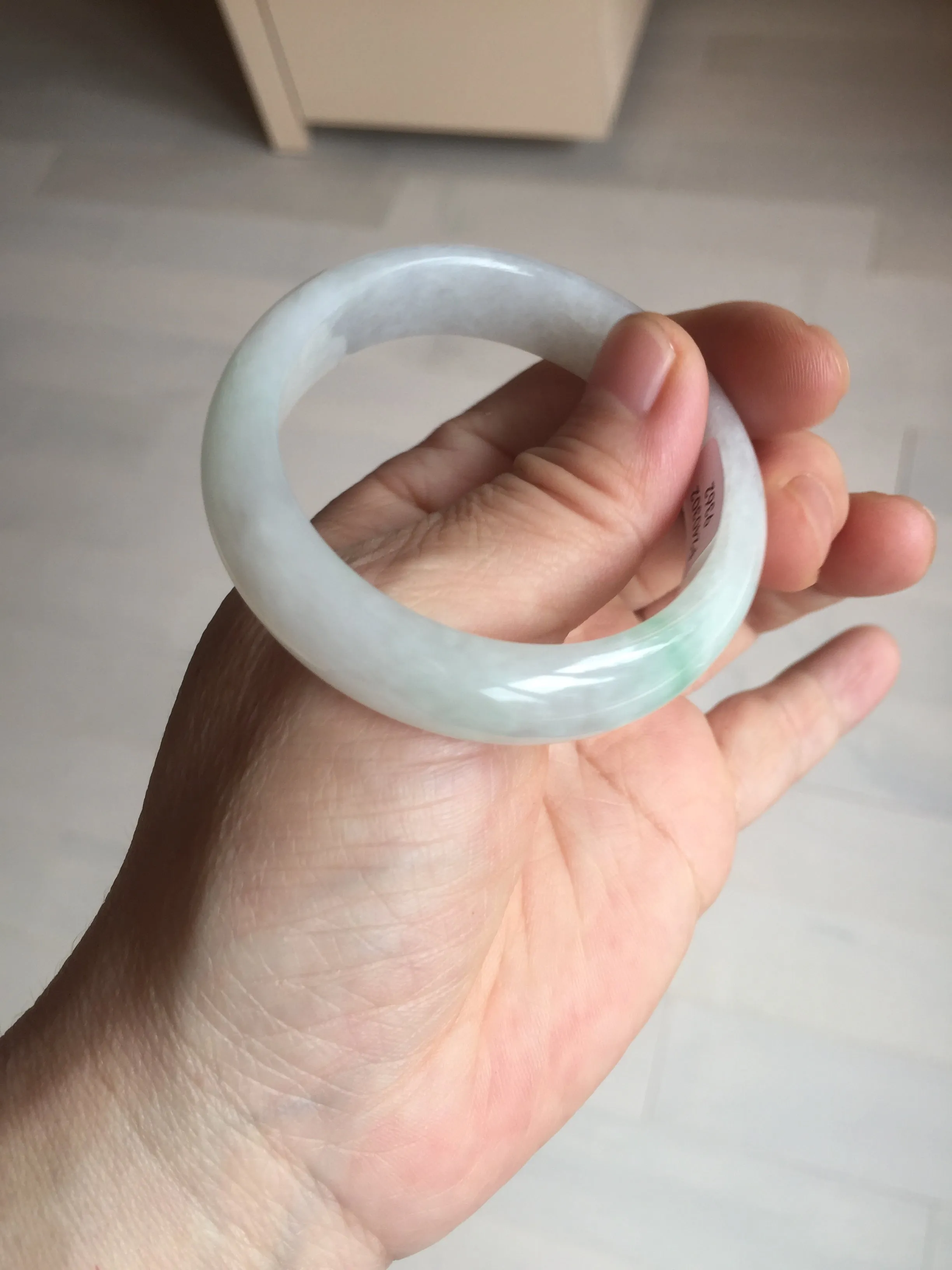 47mm certified 100% natural Type A icy watery sunny green white oval jadeite jade bangle BP47-9362