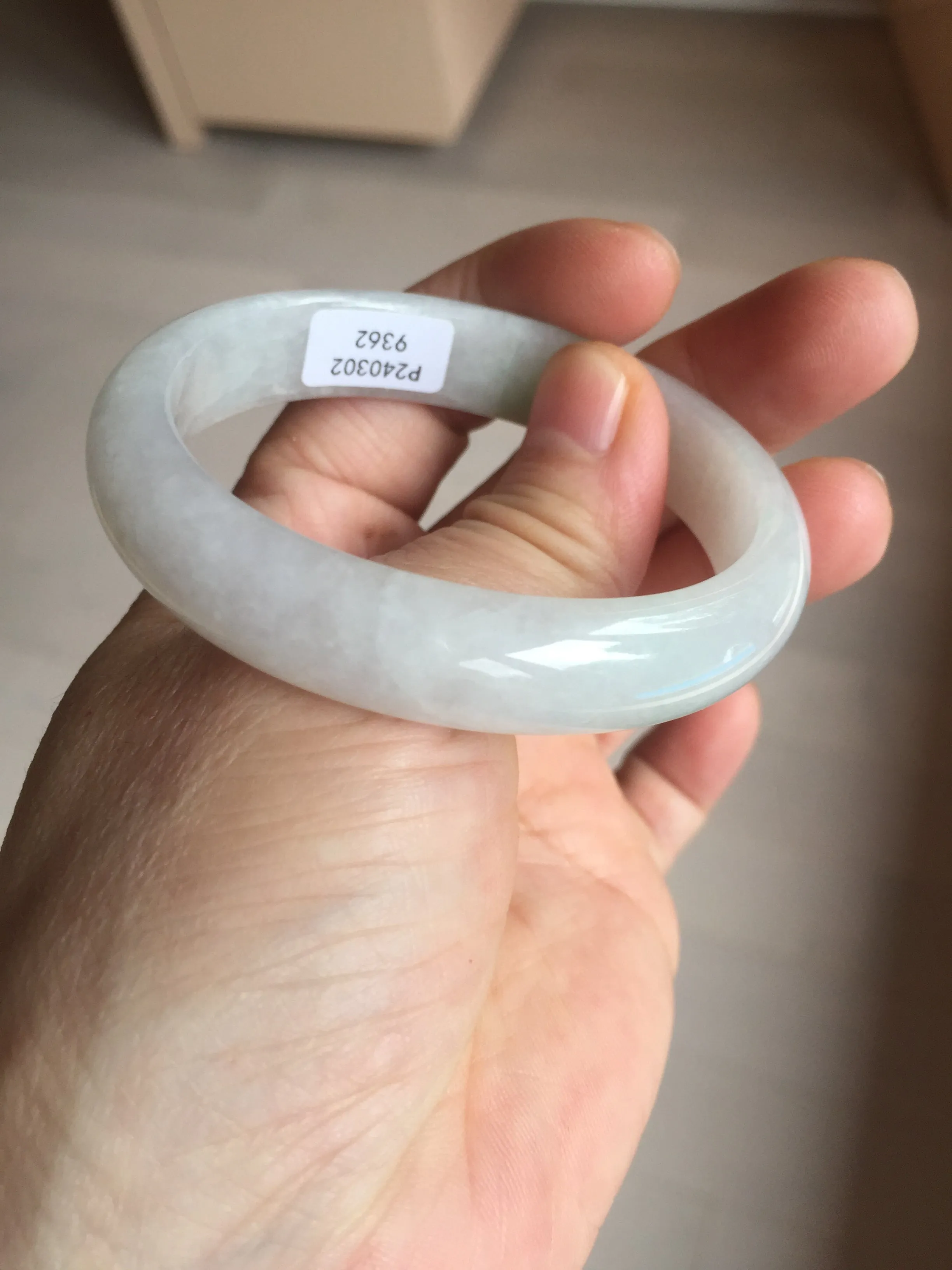 47mm certified 100% natural Type A icy watery sunny green white oval jadeite jade bangle BP47-9362