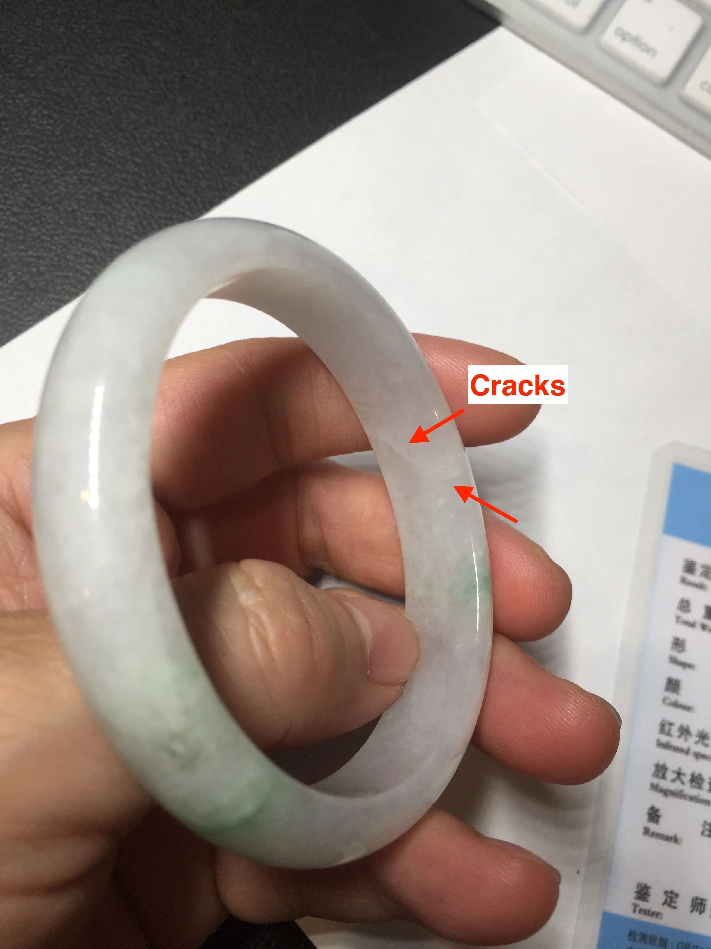 47mm certified 100% natural Type A icy watery sunny green white oval jadeite jade bangle BP47-9362