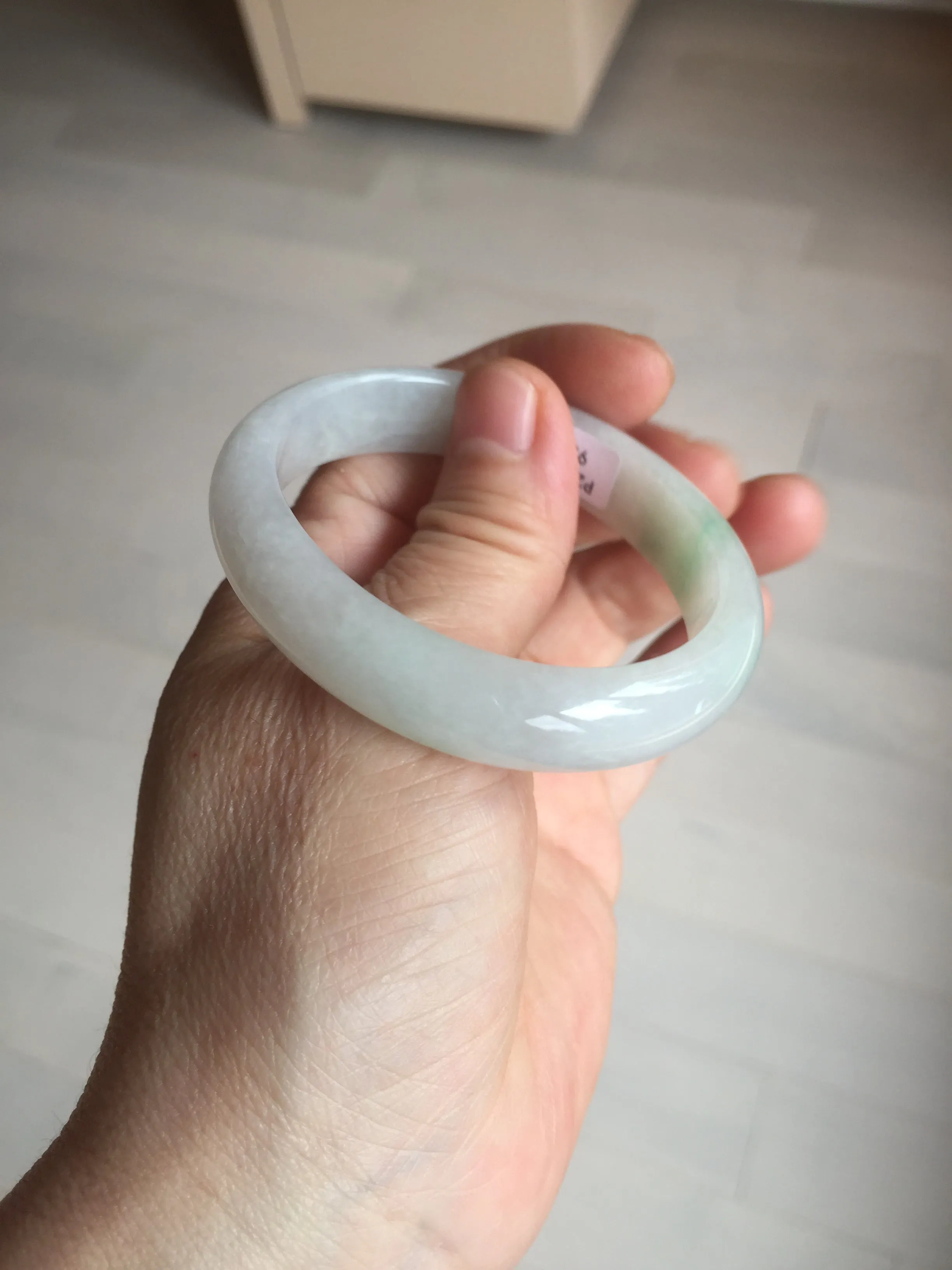 47mm certified 100% natural Type A icy watery sunny green white oval jadeite jade bangle BP47-9362