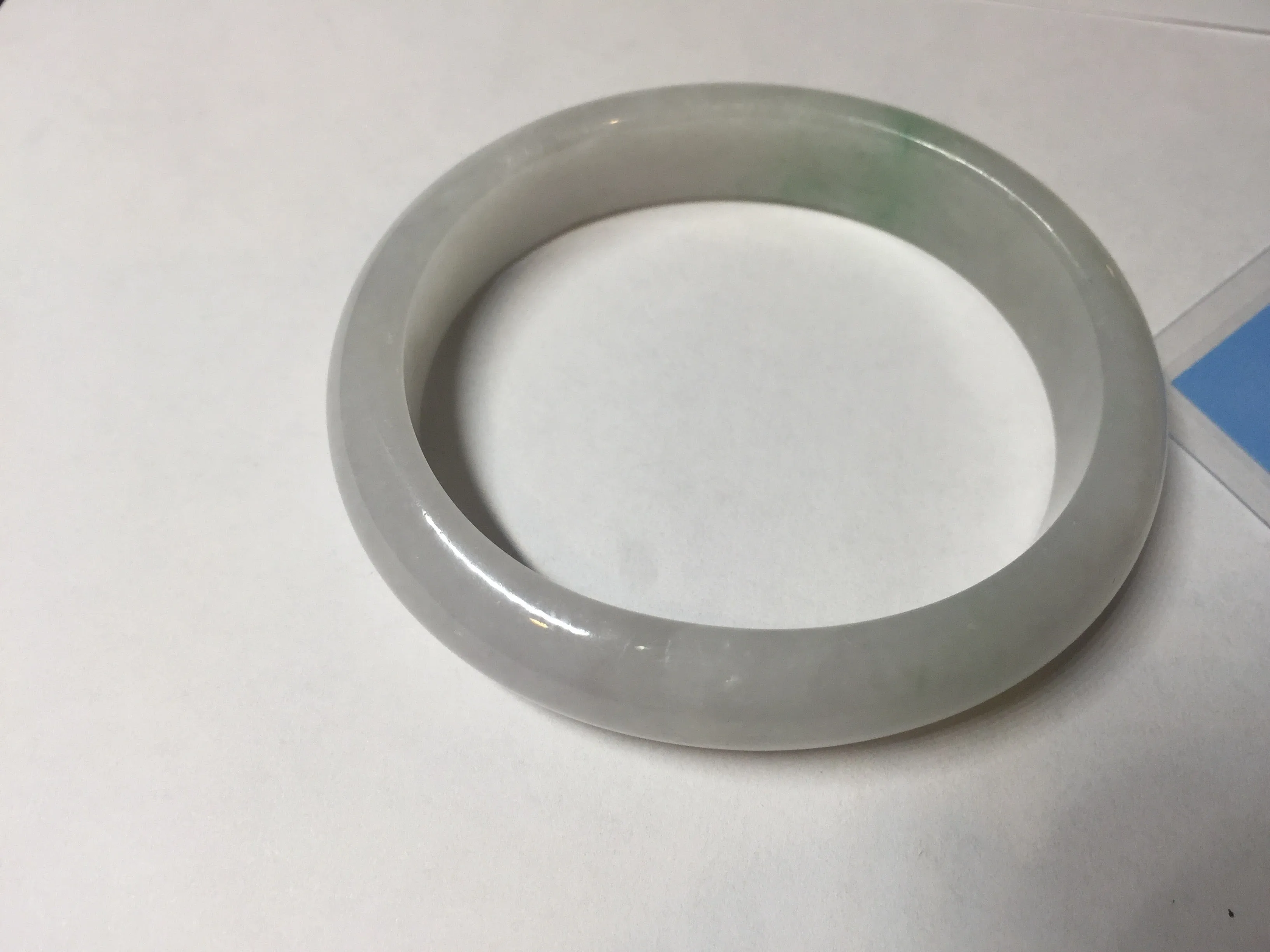 47mm certified 100% natural Type A icy watery sunny green white oval jadeite jade bangle BP47-9362