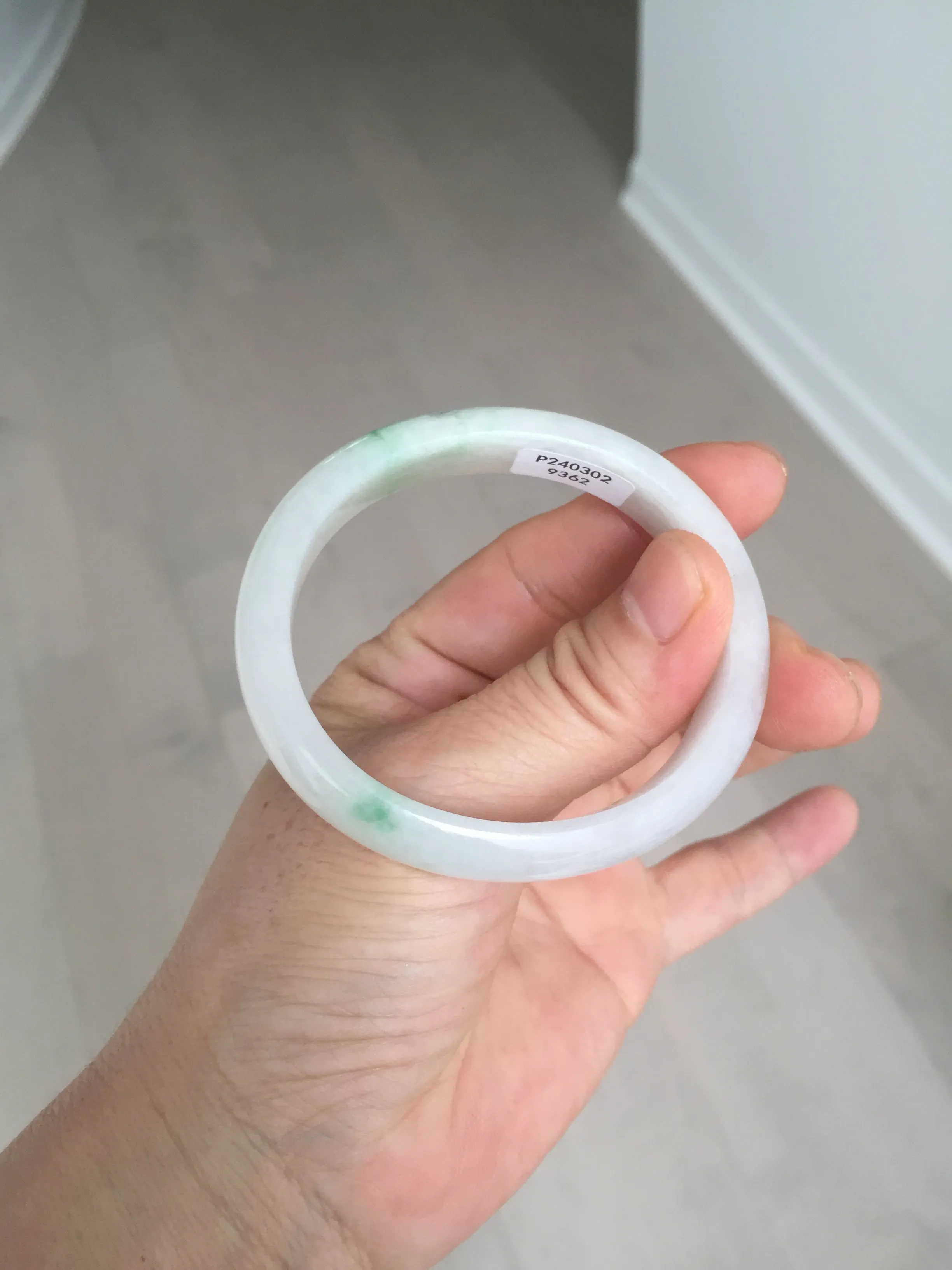47mm certified 100% natural Type A icy watery sunny green white oval jadeite jade bangle BP47-9362