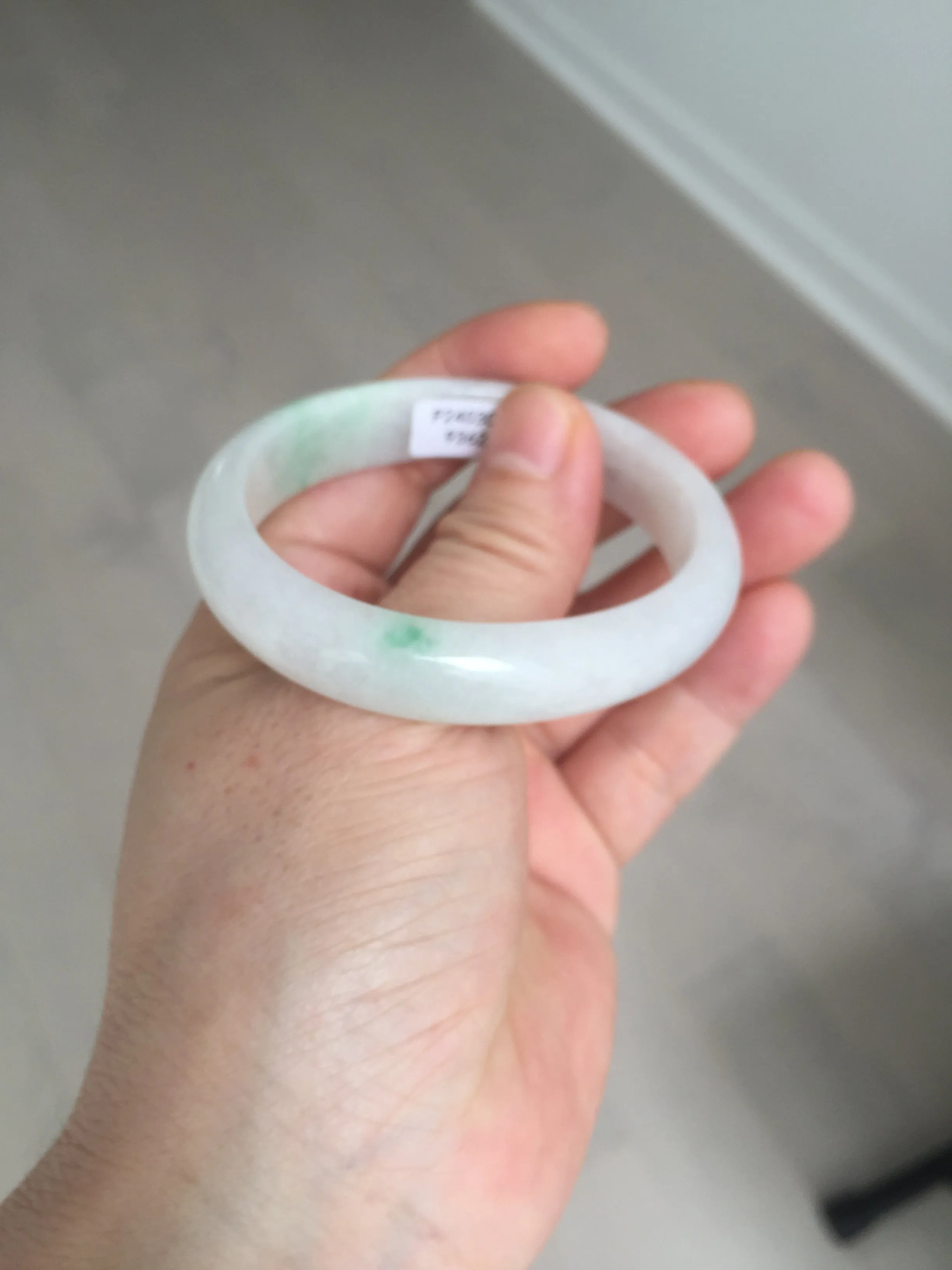 47mm certified 100% natural Type A icy watery sunny green white oval jadeite jade bangle BP47-9362