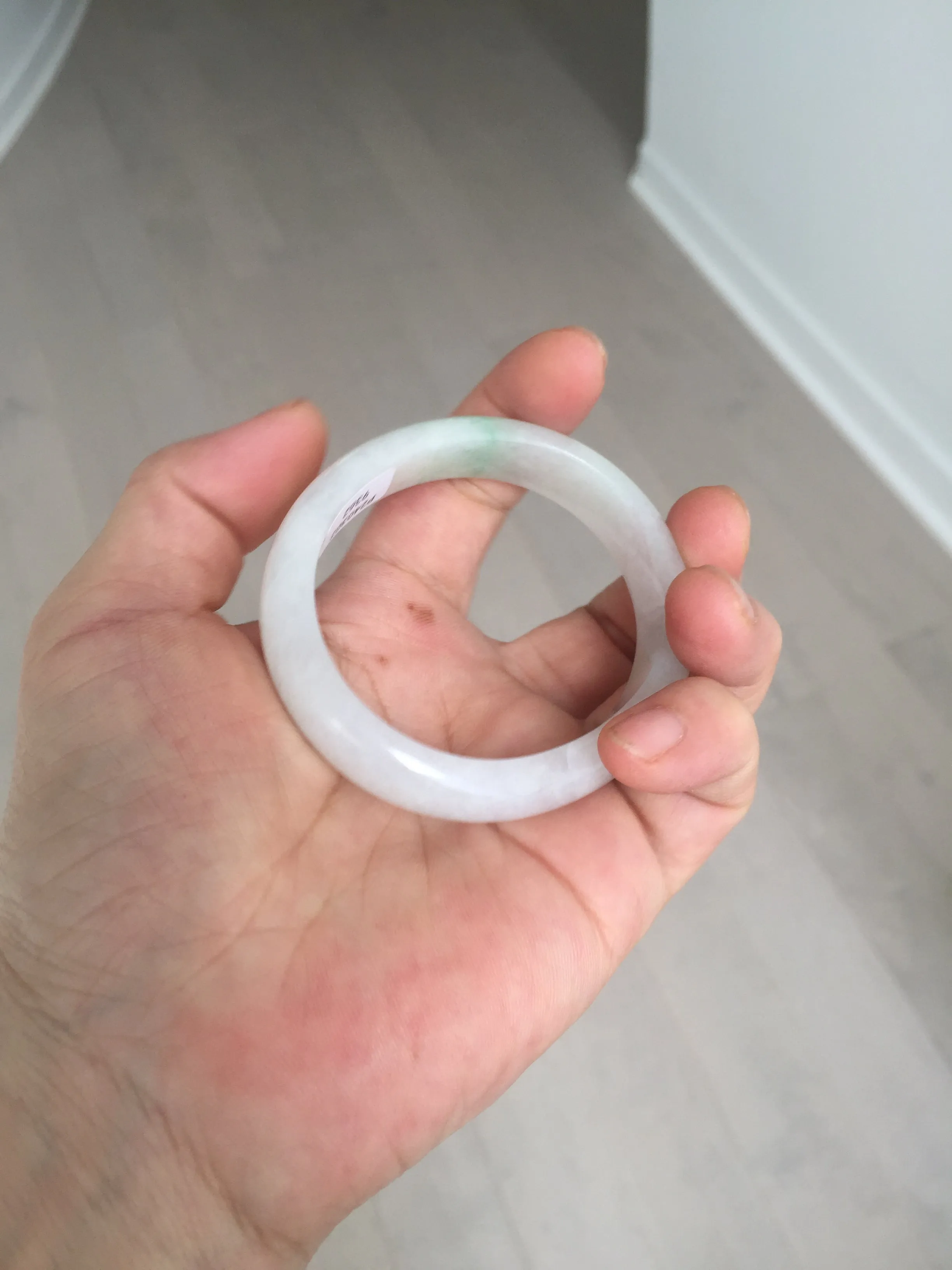 47mm certified 100% natural Type A icy watery sunny green white oval jadeite jade bangle BP47-9362