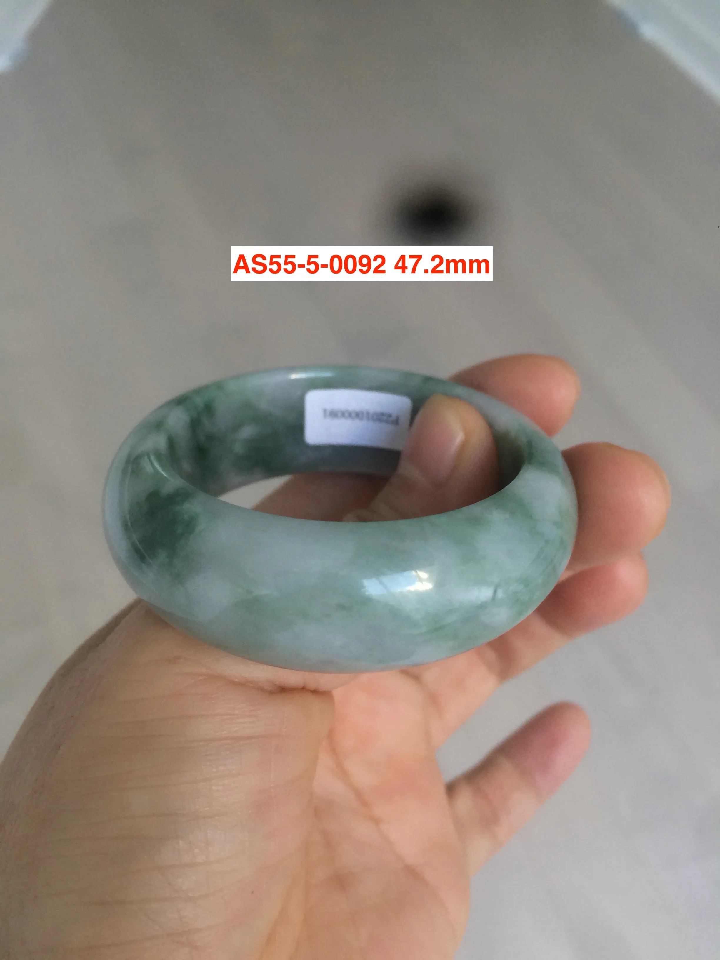 47mm Type A 100% Natural light green/white Jadeite Jade kids AS55-0094