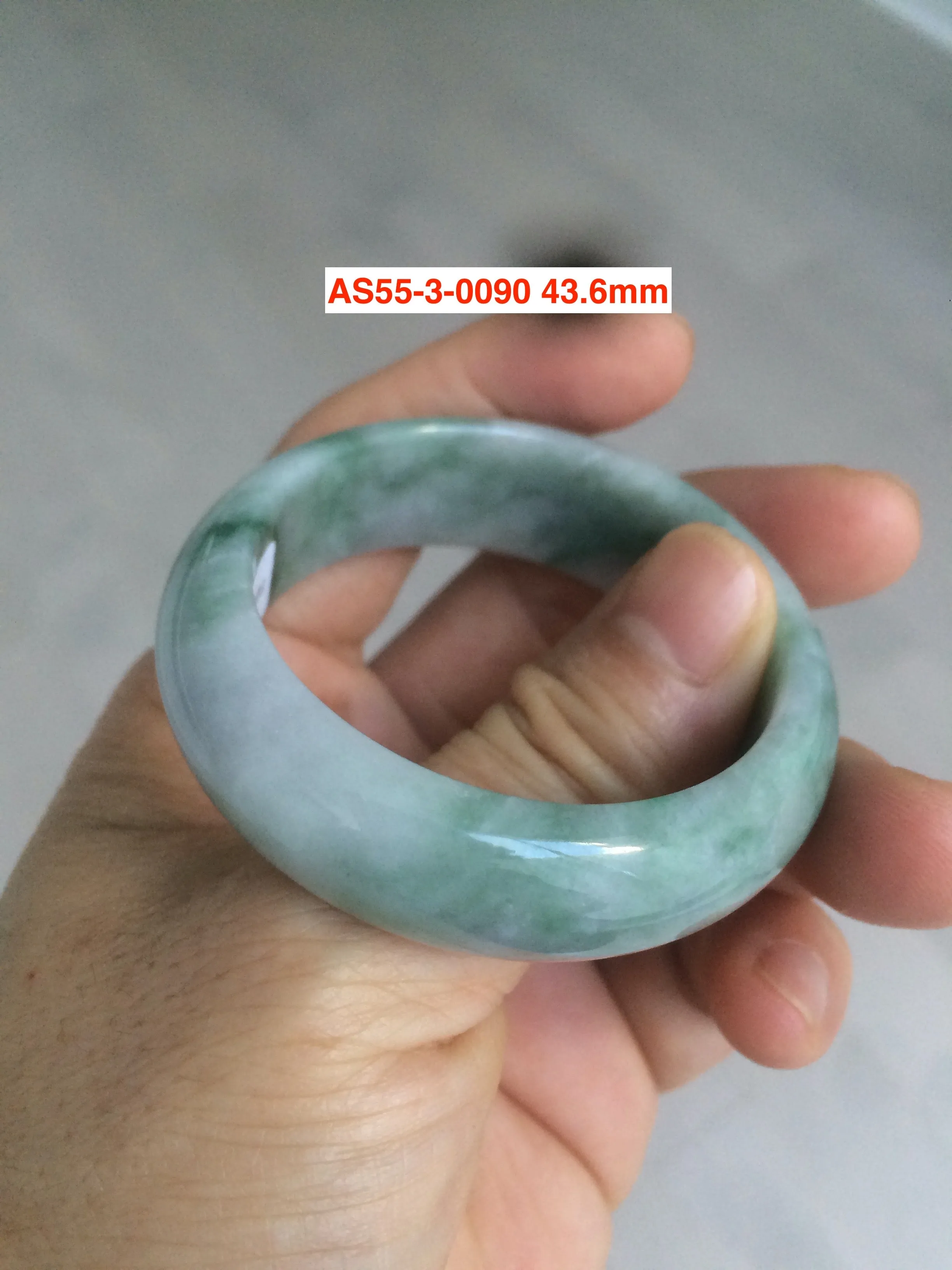 47mm Type A 100% Natural light green/white Jadeite Jade kids AS55-0094
