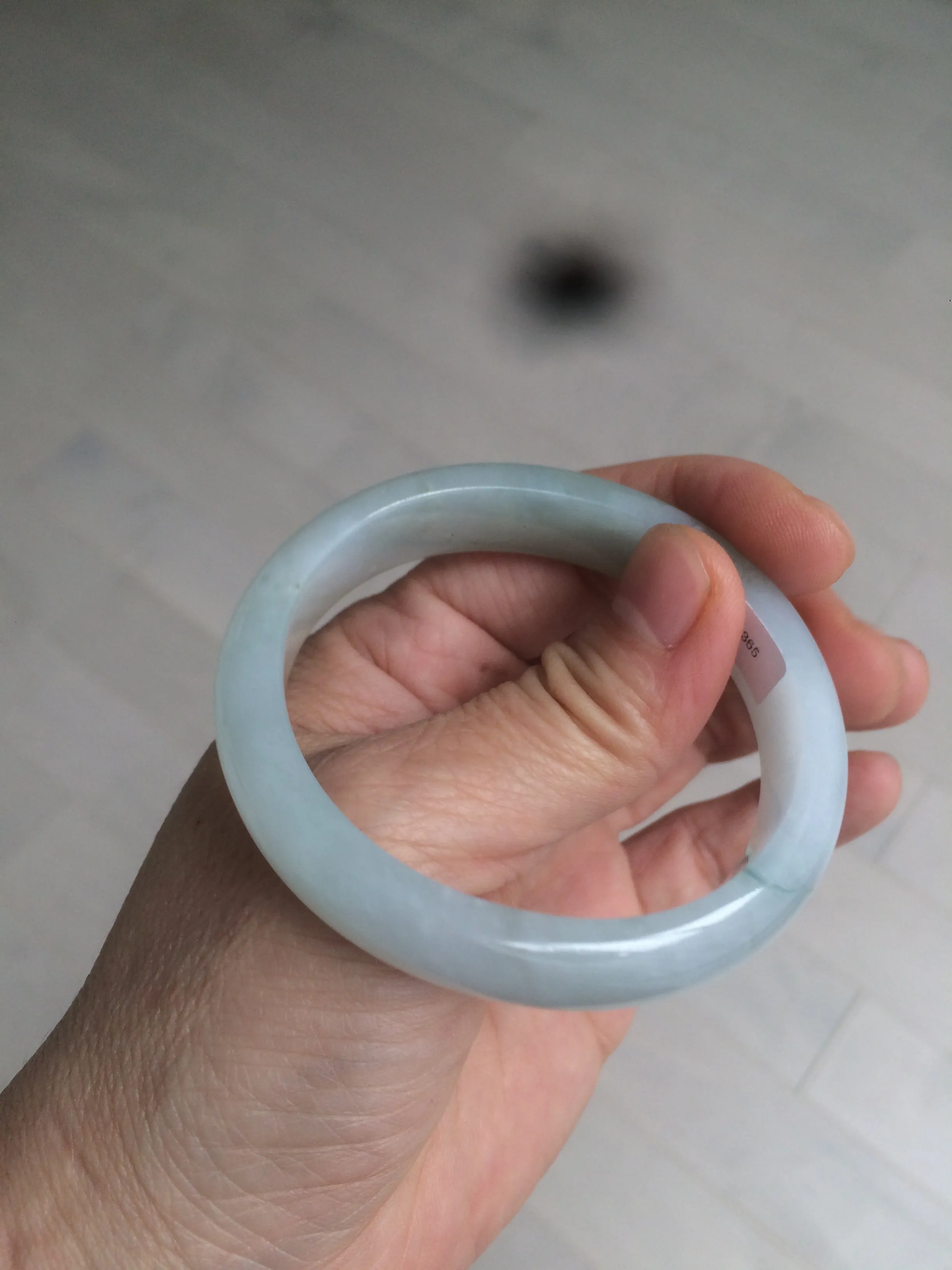 49mm Certified Type A 100% Natural light green white oval Jadeite Jade bangle AX56-0365