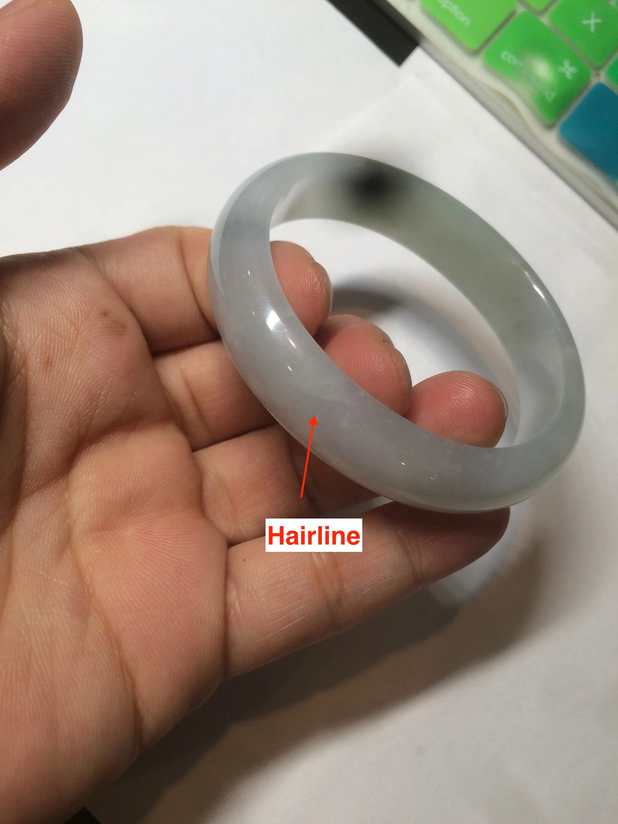 49mm Certified Type A 100% Natural light green white oval Jadeite Jade bangle AX56-0365