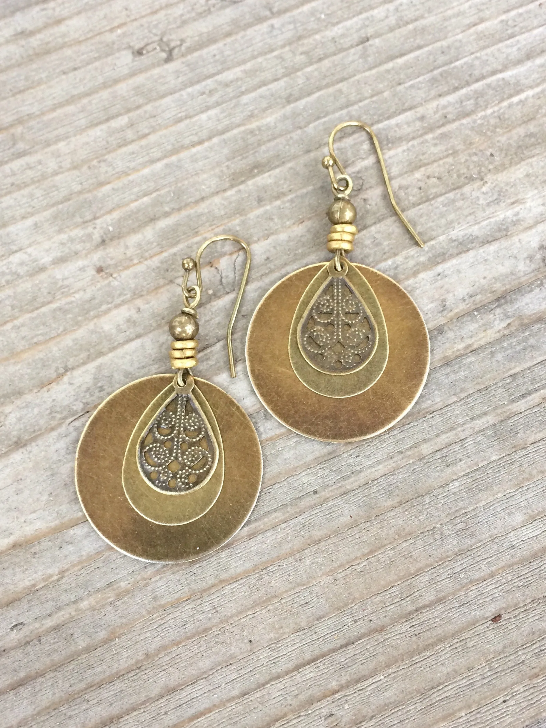 Bohemian Earrings - Dangle Boho Earrings - Brass Dangle Earrings - Boho Jewelry - Bohemian Jewelry - Ethnic Earrings - Ethnic Jewelry