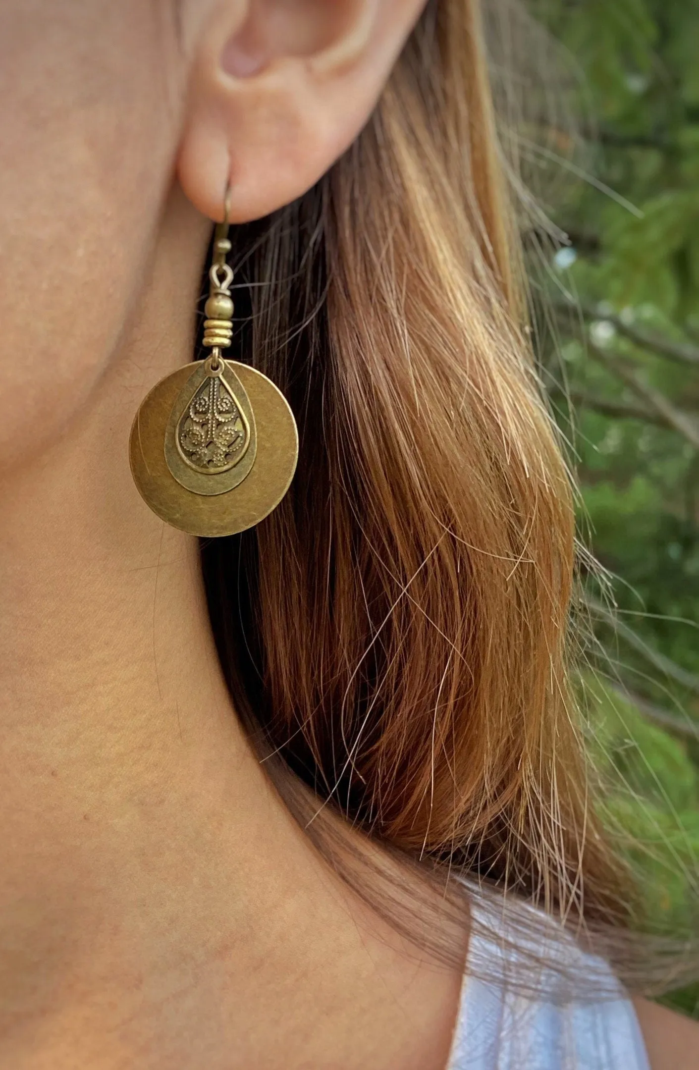 Bohemian Earrings - Dangle Boho Earrings - Brass Dangle Earrings - Boho Jewelry - Bohemian Jewelry - Ethnic Earrings - Ethnic Jewelry