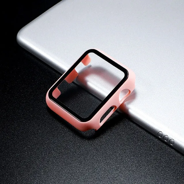 cover For Apple Watch case 44mm 40mm iWatch 42mm 38mm bumper Tempered Glass 44 42 38 42 mm for apple watch series 4 3 5 SE 6