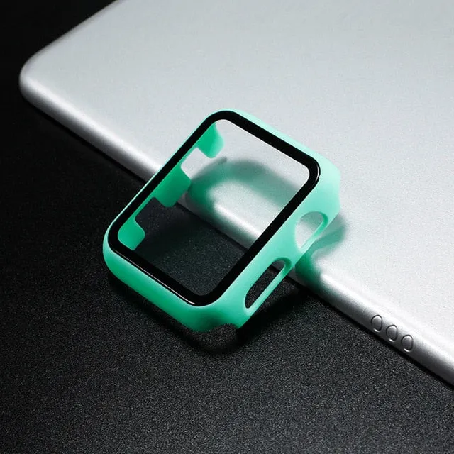 cover For Apple Watch case 44mm 40mm iWatch 42mm 38mm bumper Tempered Glass 44 42 38 42 mm for apple watch series 4 3 5 SE 6