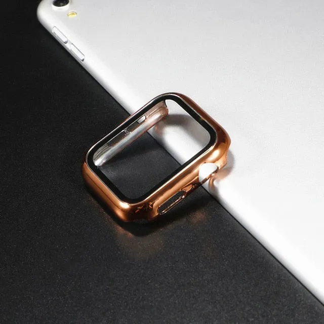 cover For Apple Watch case 44mm 40mm iWatch 42mm 38mm bumper Tempered Glass 44 42 38 42 mm for apple watch series 4 3 5 SE 6