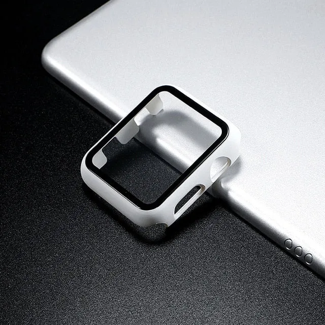 cover For Apple Watch case 44mm 40mm iWatch 42mm 38mm bumper Tempered Glass 44 42 38 42 mm for apple watch series 4 3 5 SE 6