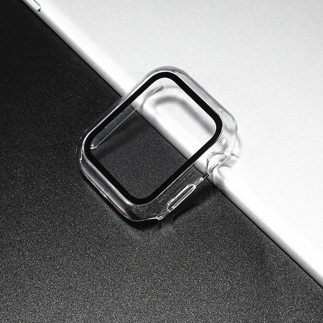 cover For Apple Watch case 44mm 40mm iWatch 42mm 38mm bumper Tempered Glass 44 42 38 42 mm for apple watch series 4 3 5 SE 6