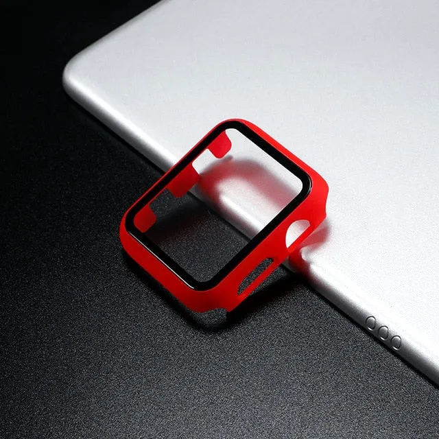 cover For Apple Watch case 44mm 40mm iWatch 42mm 38mm bumper Tempered Glass 44 42 38 42 mm for apple watch series 4 3 5 SE 6