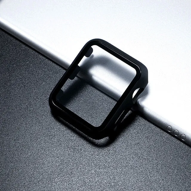 cover For Apple Watch case 44mm 40mm iWatch 42mm 38mm bumper Tempered Glass 44 42 38 42 mm for apple watch series 4 3 5 SE 6