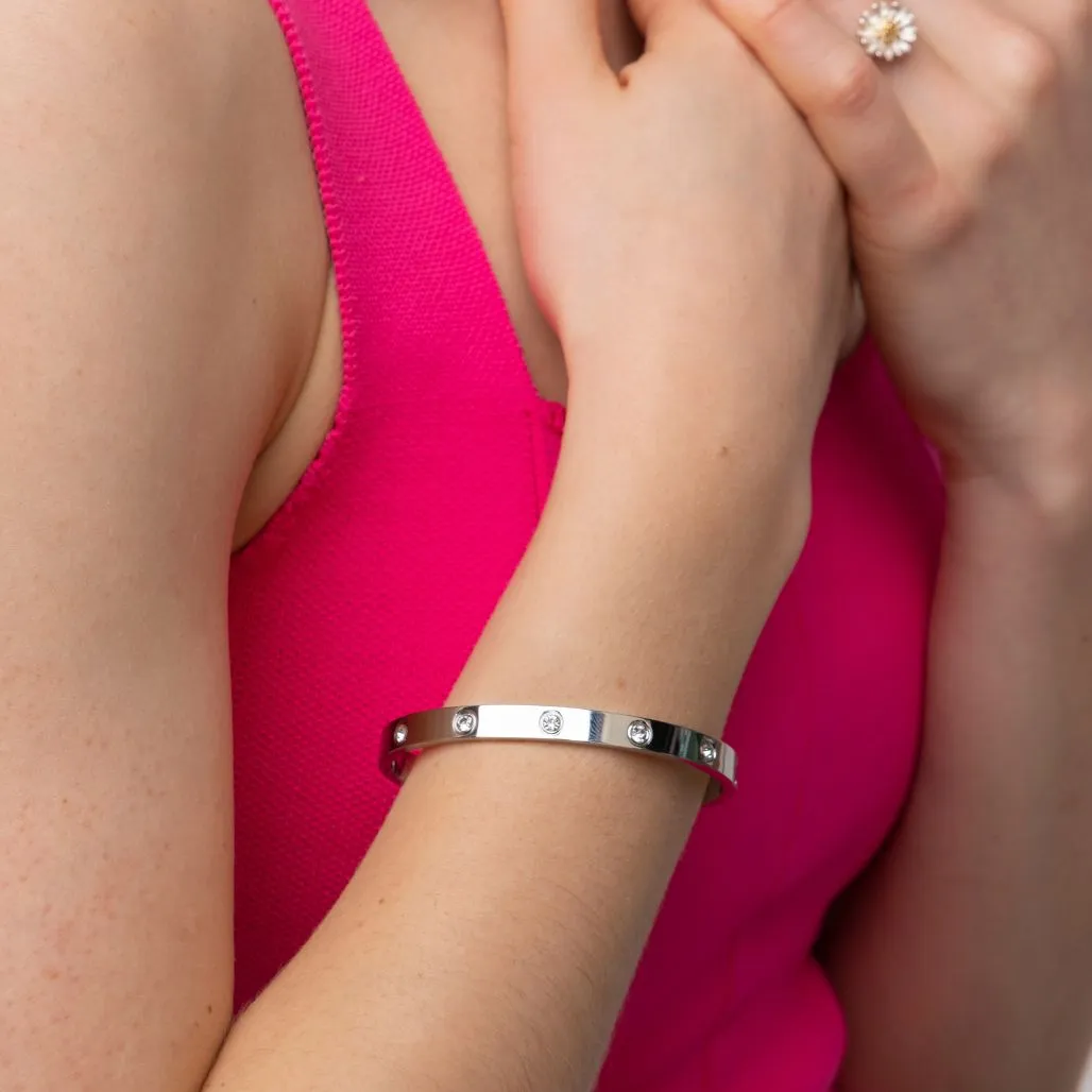 Crystal Zircon Geometric Cuff Bangle