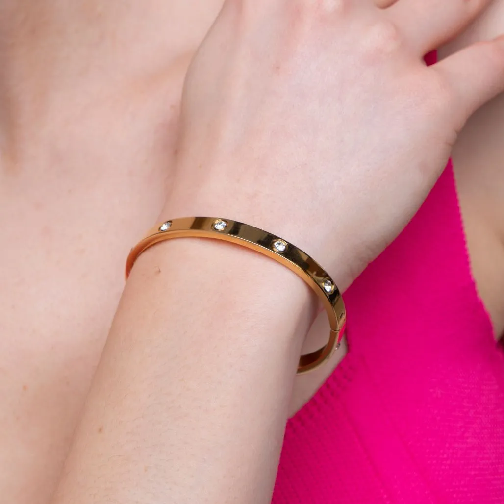 Crystal Zircon Geometric Cuff Bangle
