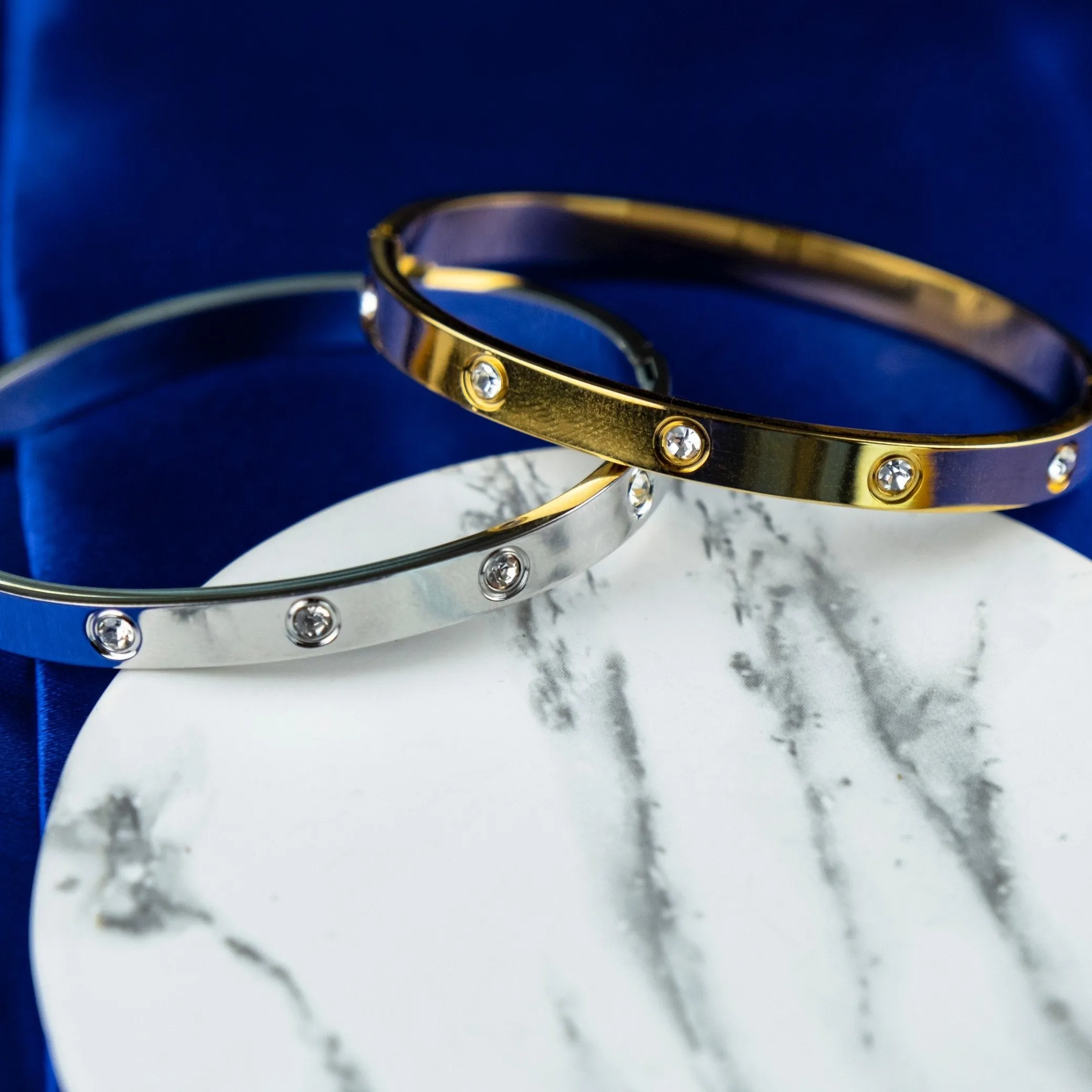 Crystal Zircon Geometric Cuff Bangle