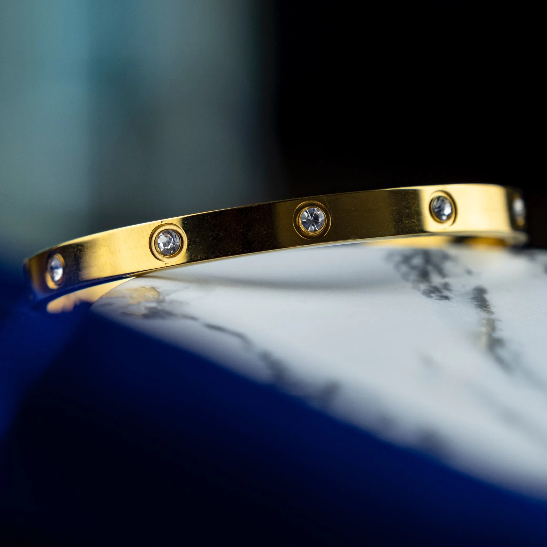Crystal Zircon Geometric Cuff Bangle