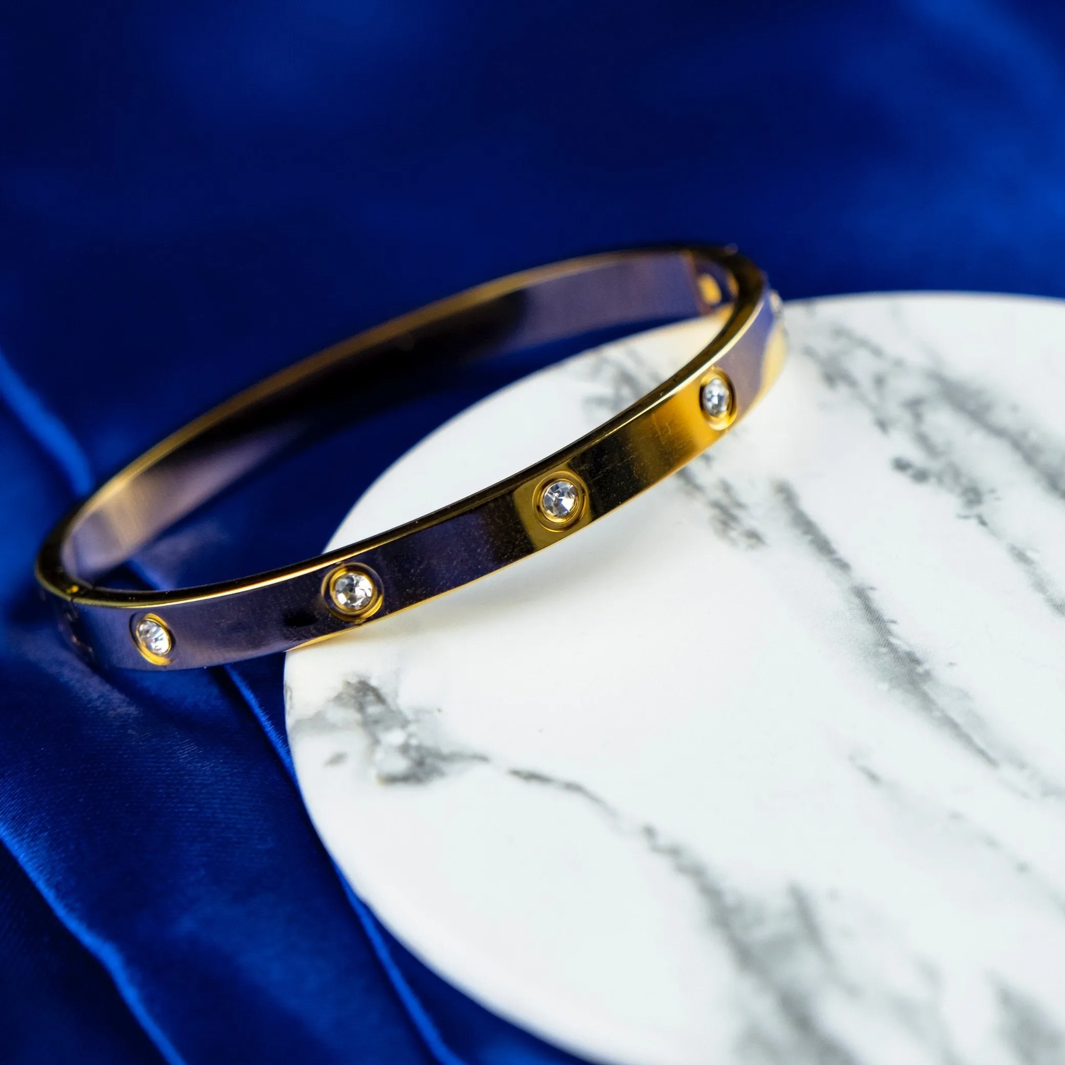Crystal Zircon Geometric Cuff Bangle