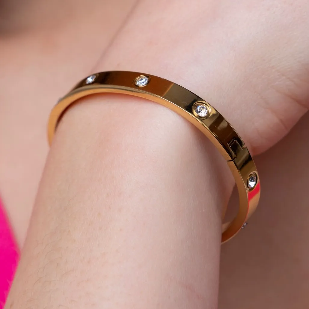 Crystal Zircon Geometric Cuff Bangle