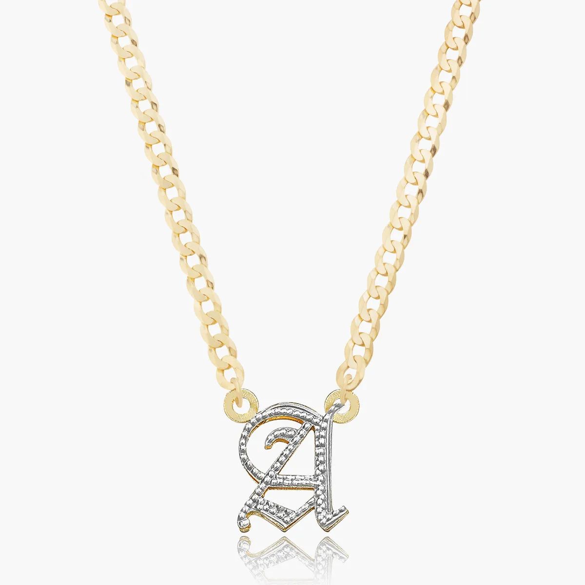 Double Plated Gothic Initial Necklace
