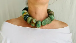 Guatemalita Necklace with Jadeite and Silver. Replica
