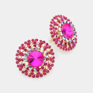 iLLASPARKZ Crystal Round Evening Clip on Earrings